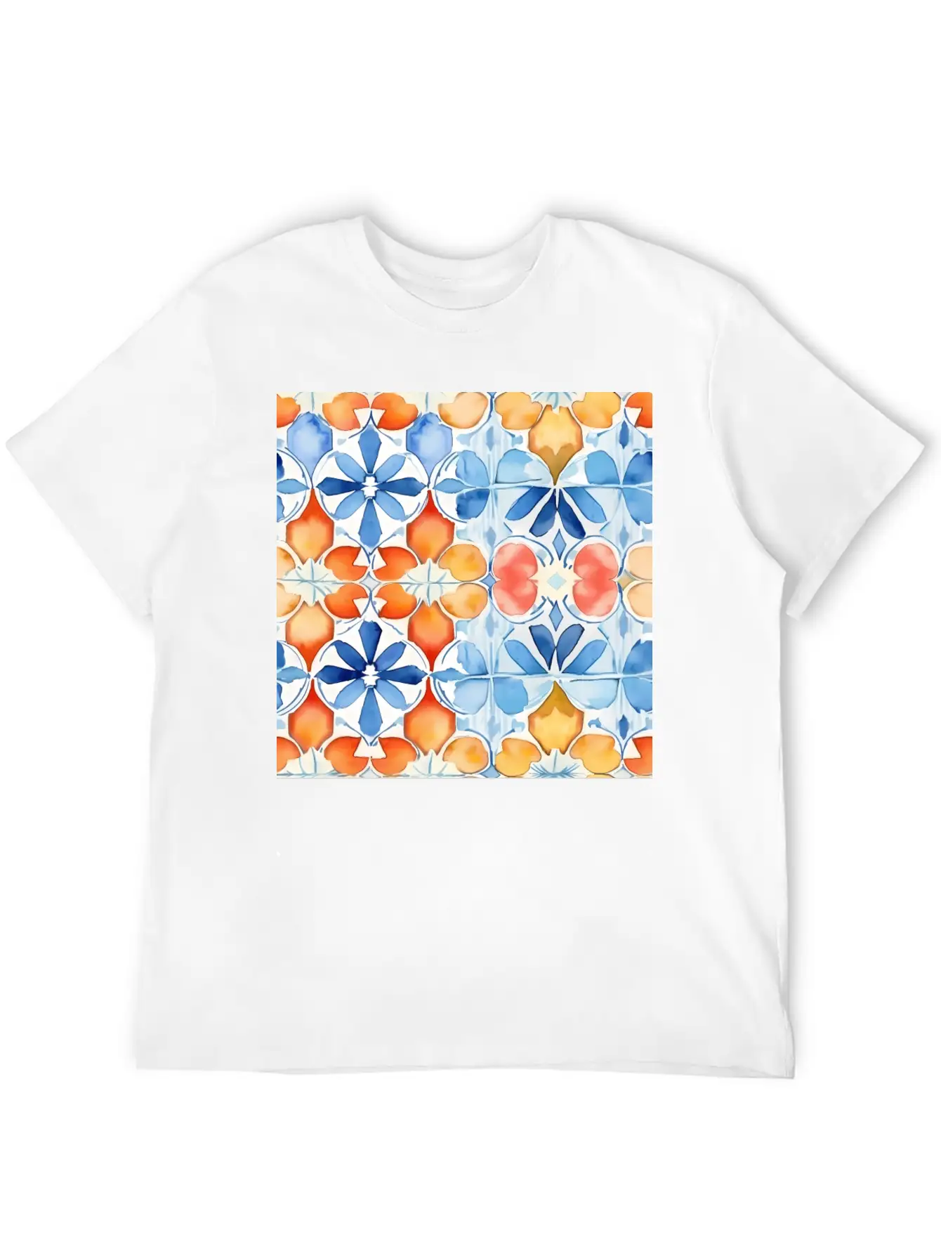 Tropical Mirage Detailed SummerTile Collection 001 Essential Unisex Summer Tee – Soft Cotton Casual Fit