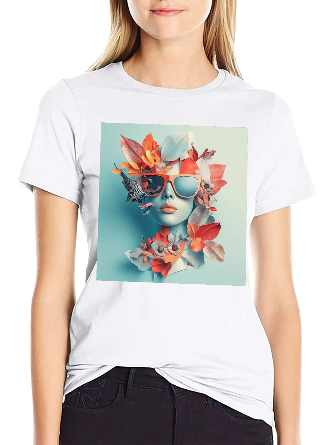 Tropical Sunglass Bloom Stylish Everyday T-Shirt – Unisex Basic Cotton Tee