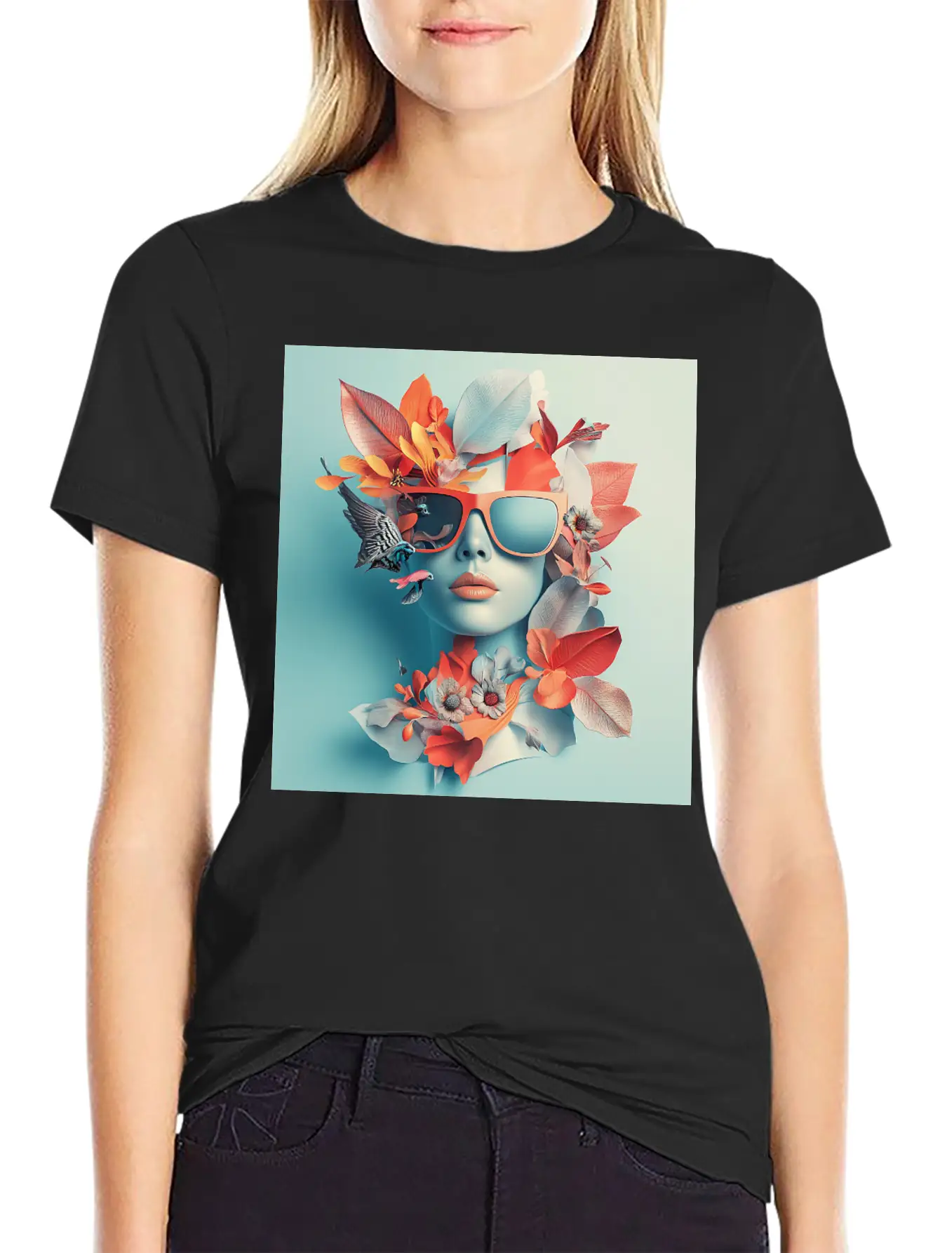 Tropical Sunglass Bloom Stylish Everyday T-Shirt – Unisex Basic Cotton Tee