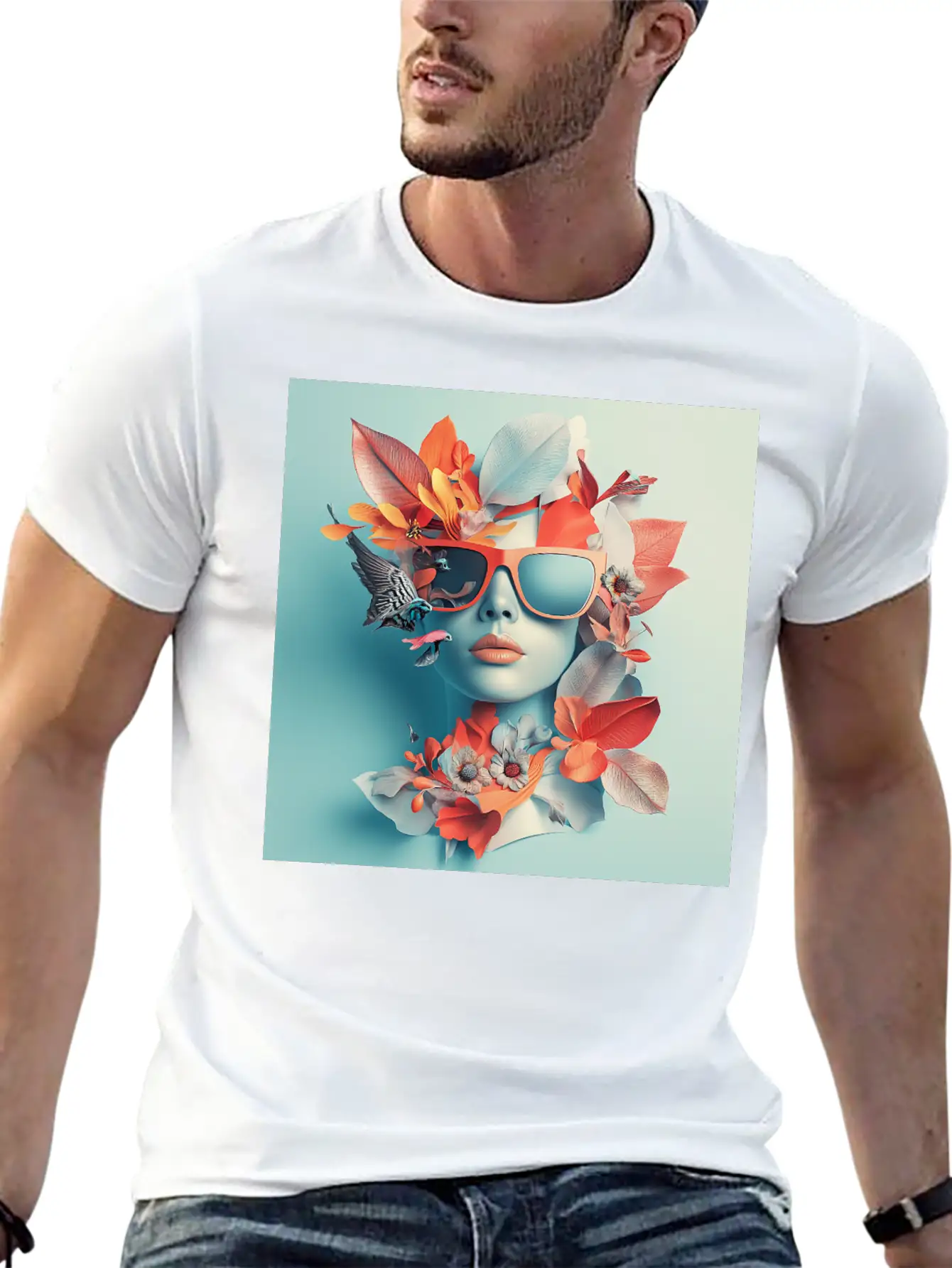Tropical Sunglass Bloom Stylish Everyday T-Shirt – Unisex Basic Cotton Tee
