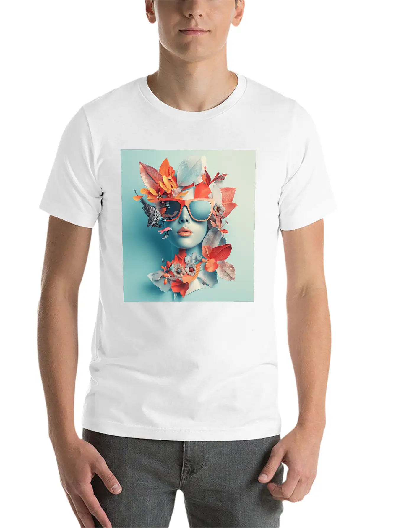 Tropical Sunglass Bloom Stylish Everyday T-Shirt – Unisex Basic Cotton Tee