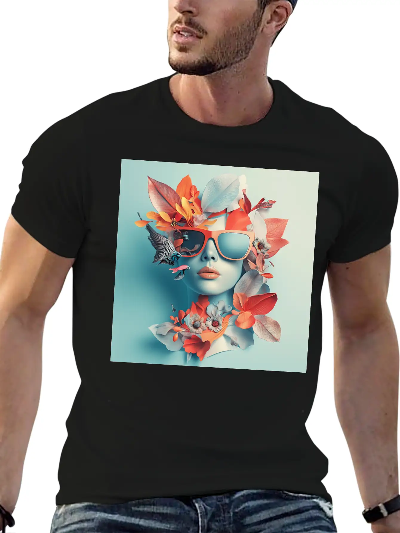 Tropical Sunglass Bloom Stylish Everyday T-Shirt – Unisex Basic Cotton Tee