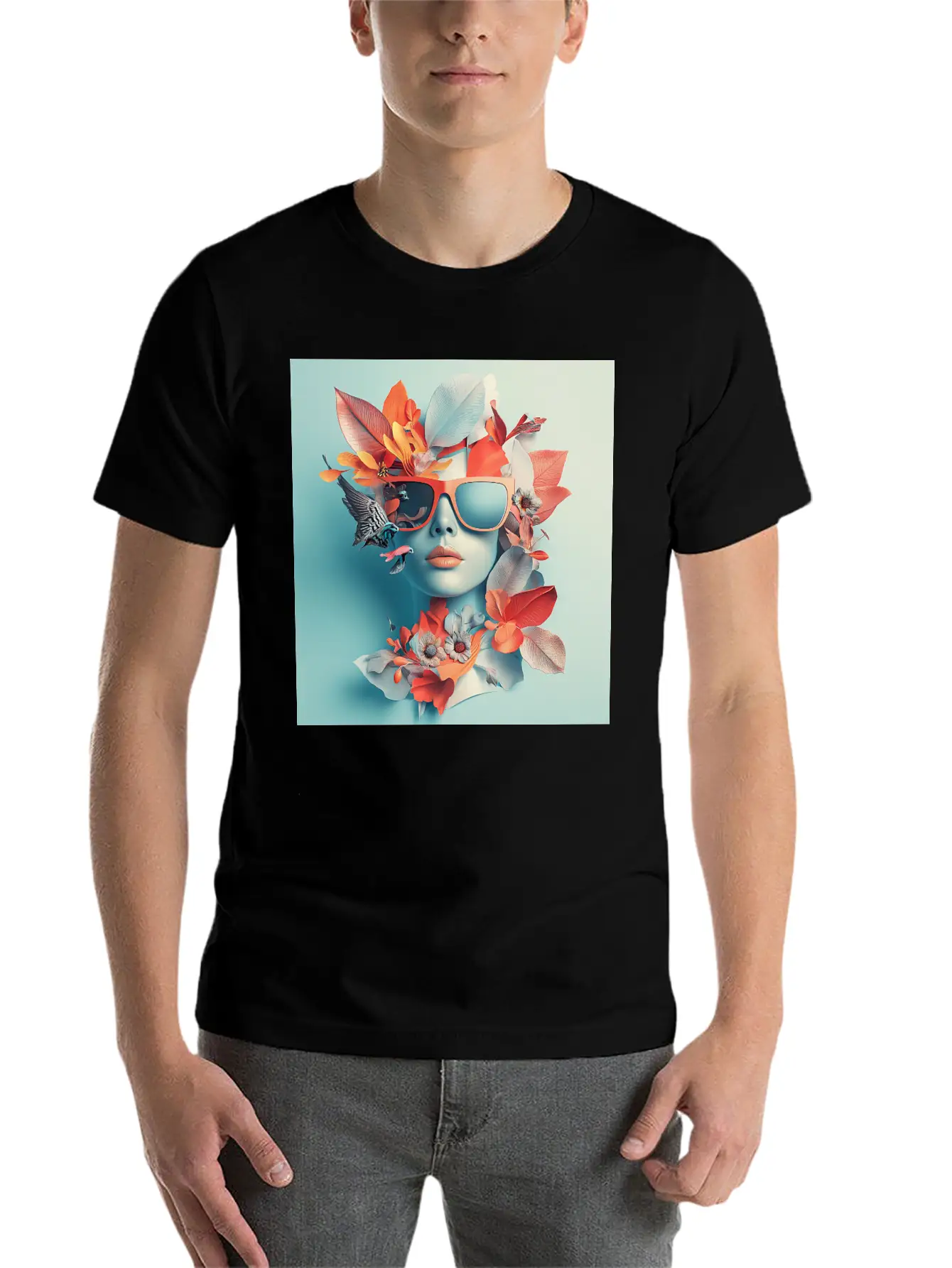 Tropical Sunglass Bloom Stylish Everyday T-Shirt – Unisex Basic Cotton Tee
