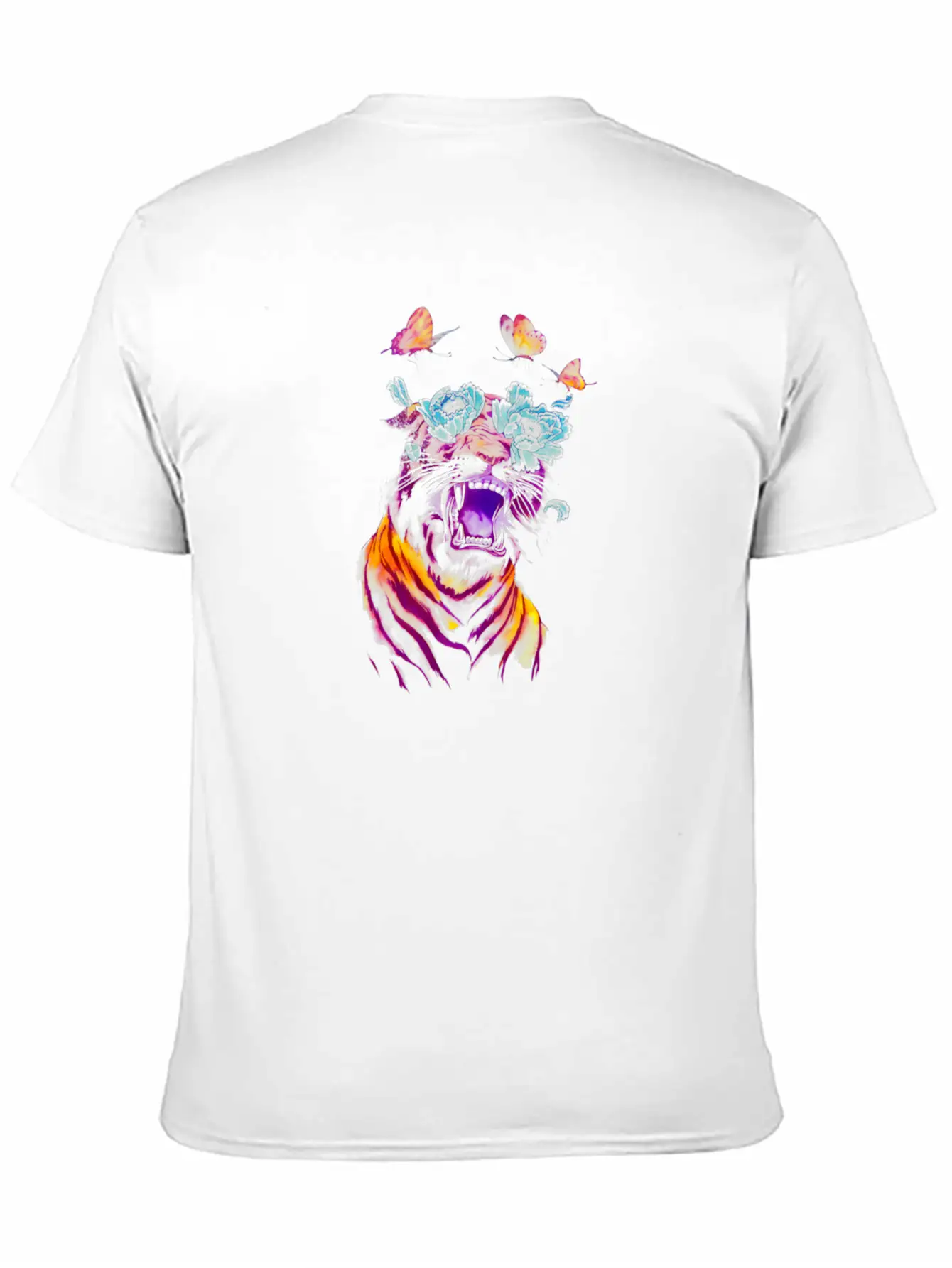 Tropicalia Tiger, Watercolor Paint Tiger Comfortable Minimalist Graphic Tee – Summer Style Essential