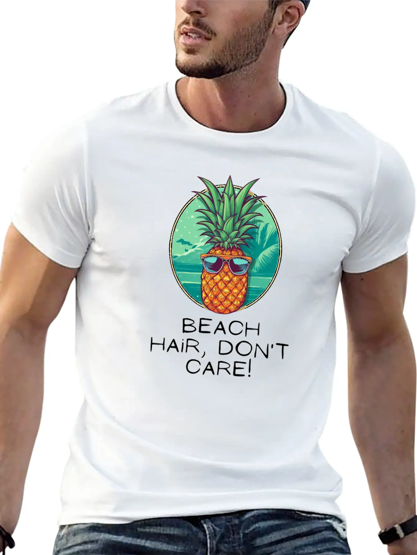 TropicPineapple Beachwear - Beach Hair, Don't Care Unisex Casual T-Shirt – Clean Design For Daily Comfort
