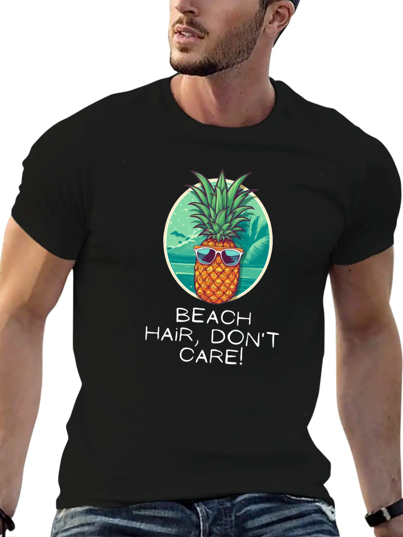 TropicPineapple Beachwear - Beach Hair, Don't Care Unisex Casual T-Shirt – Clean Design For Daily Comfort