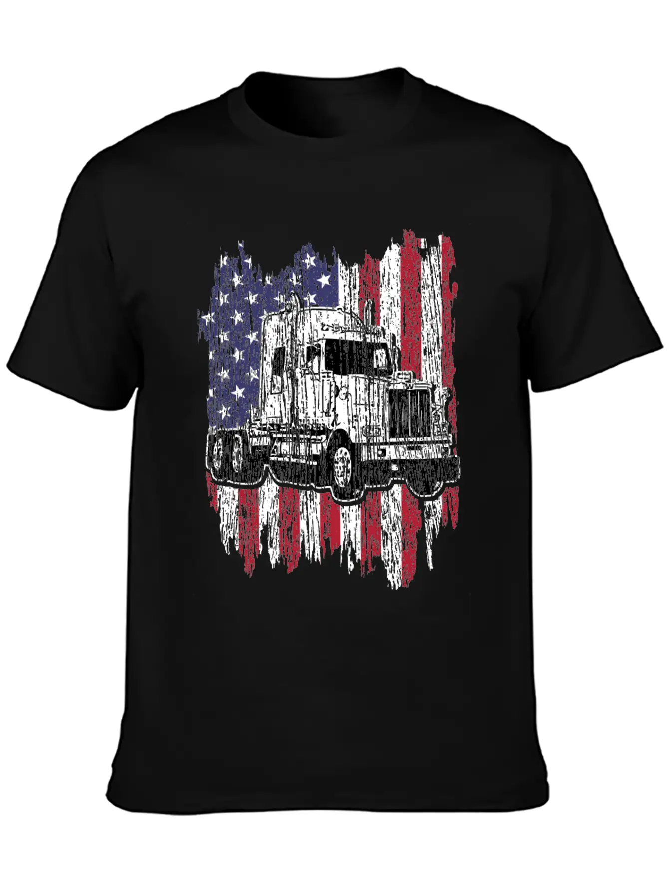 Truck Driver American Flag Patriotic Trucker Gift Basic Graphic T-Shirt – Daily Comfort In Soft Cotton