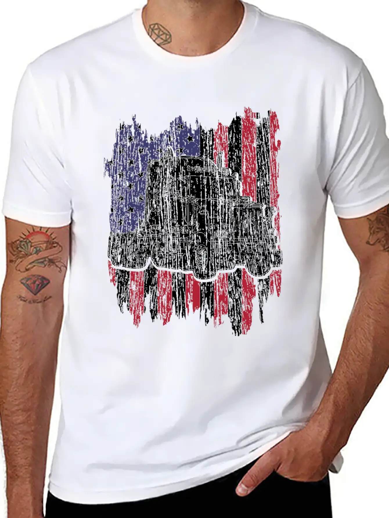 Truck Driver American Flag Patriotic Trucker Gift Basic Graphic T-Shirt – Daily Comfort In Soft Cotton