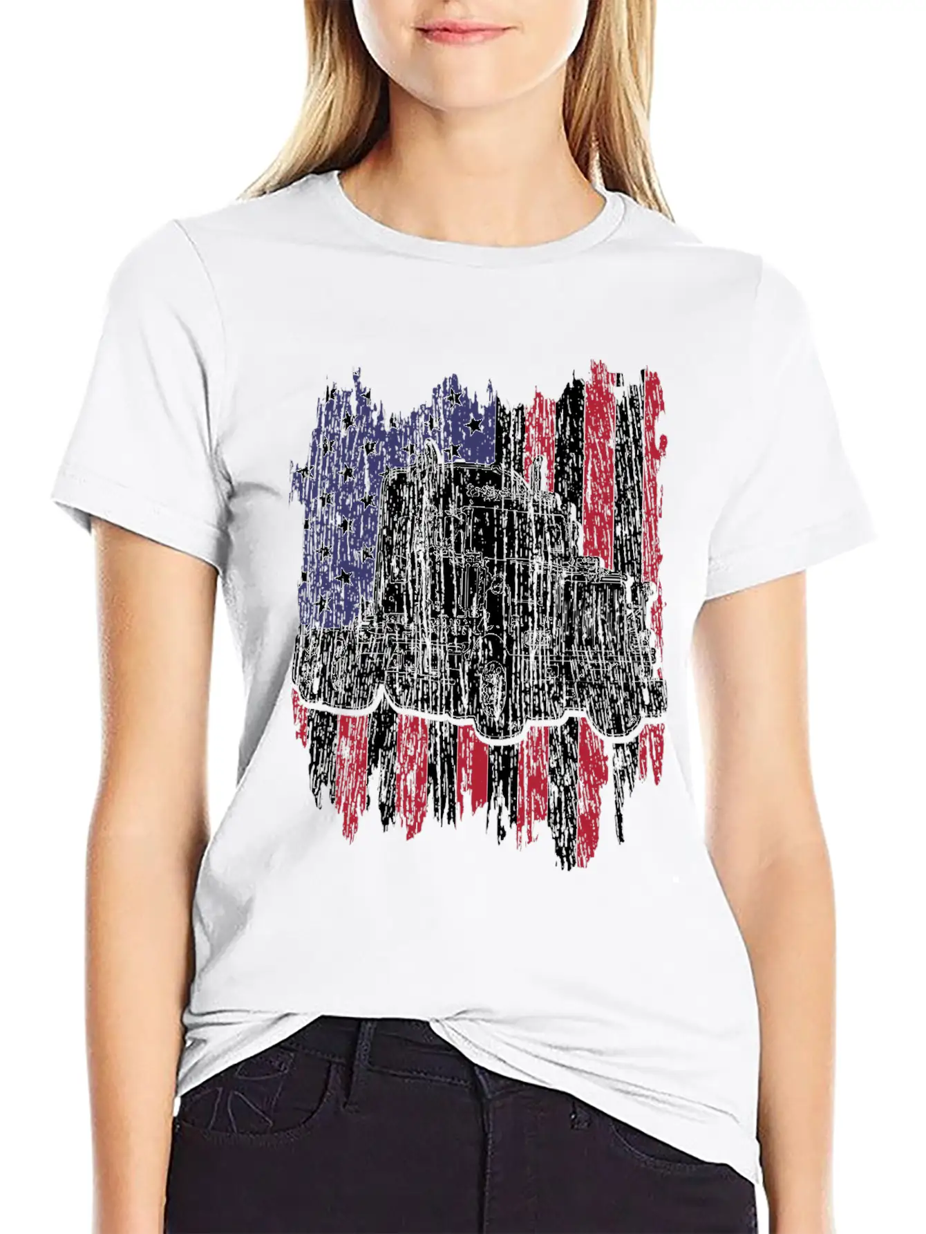 Truck Driver American Flag Patriotic Trucker Gift Basic Graphic T-Shirt – Daily Comfort In Soft Cotton