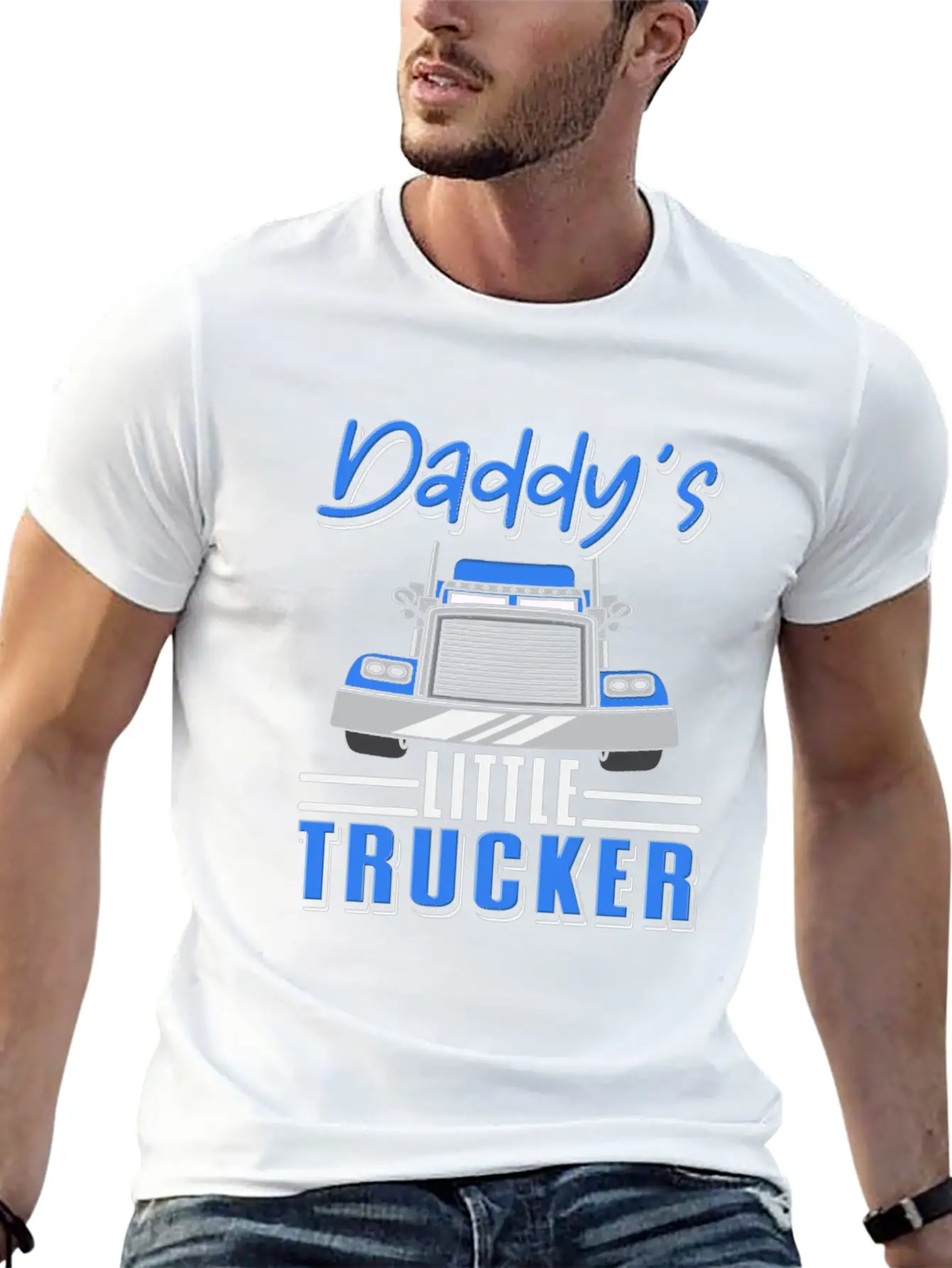 Truck Driver Kids Semi Truck Daddys Little Trucker Stylish Everyday T-Shirt – Unisex Basic Cotton Tee