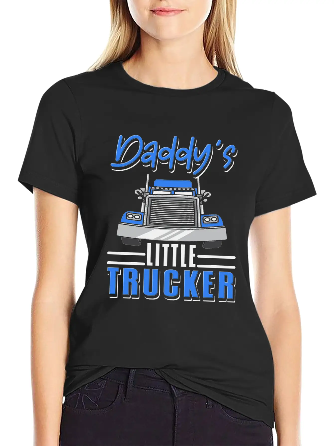 Truck Driver Kids Semi Truck Daddys Little Trucker Stylish Everyday T-Shirt – Unisex Basic Cotton Tee