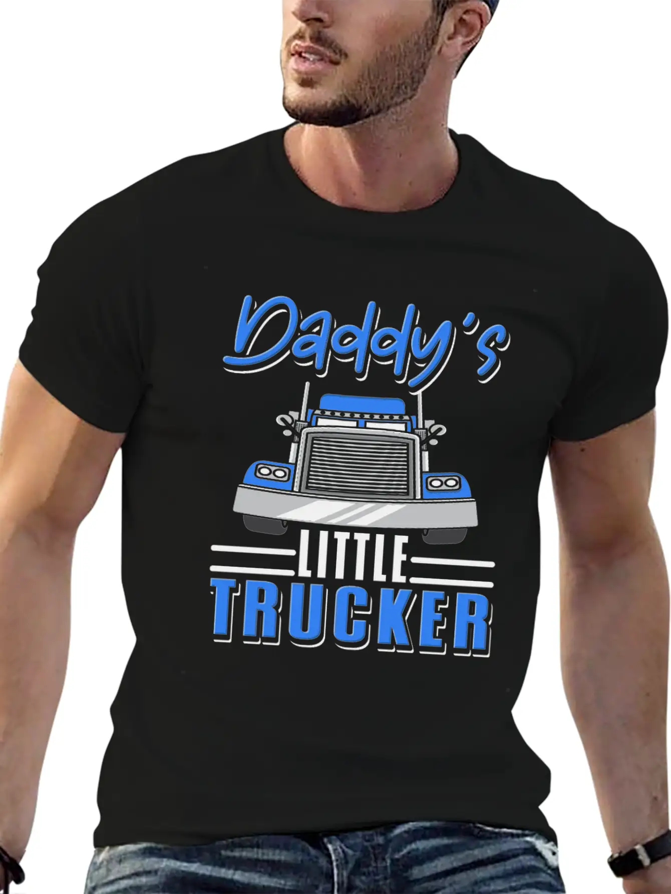 Truck Driver Kids Semi Truck Daddys Little Trucker Stylish Everyday T-Shirt – Unisex Basic Cotton Tee