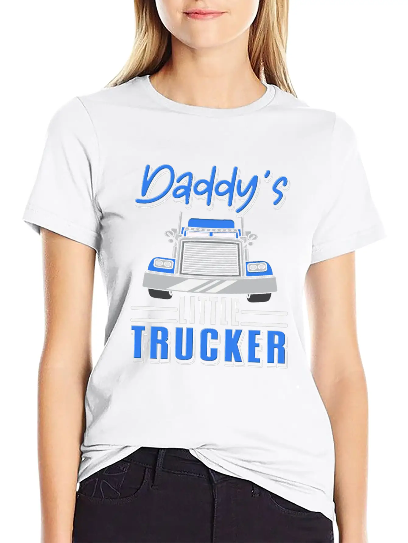 Truck Driver Kids Semi Truck Daddys Little Trucker Stylish Everyday T-Shirt – Unisex Basic Cotton Tee