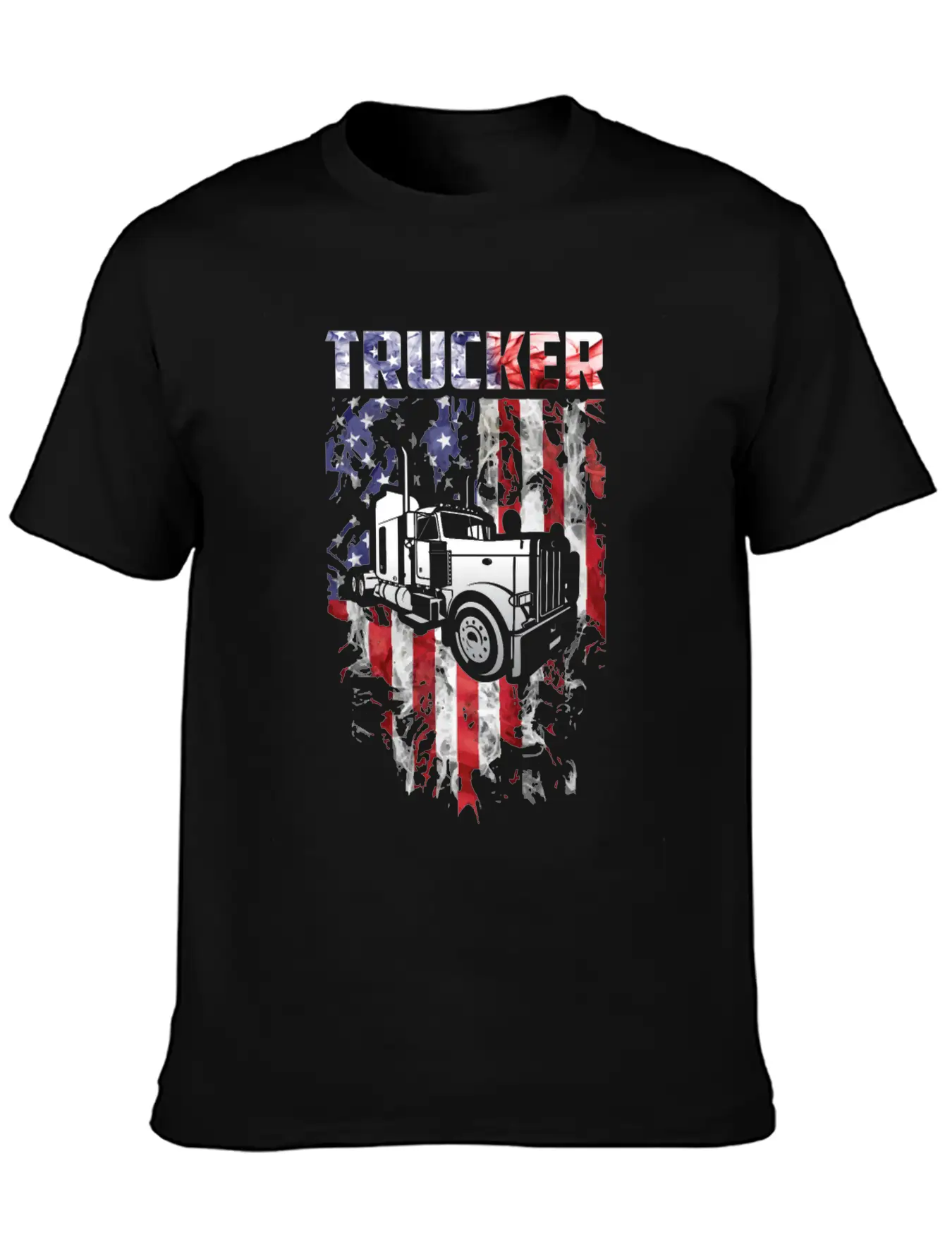 Trucker American Flag Truck Driver Stylish Everyday T-Shirt – Unisex Basic Cotton Tee