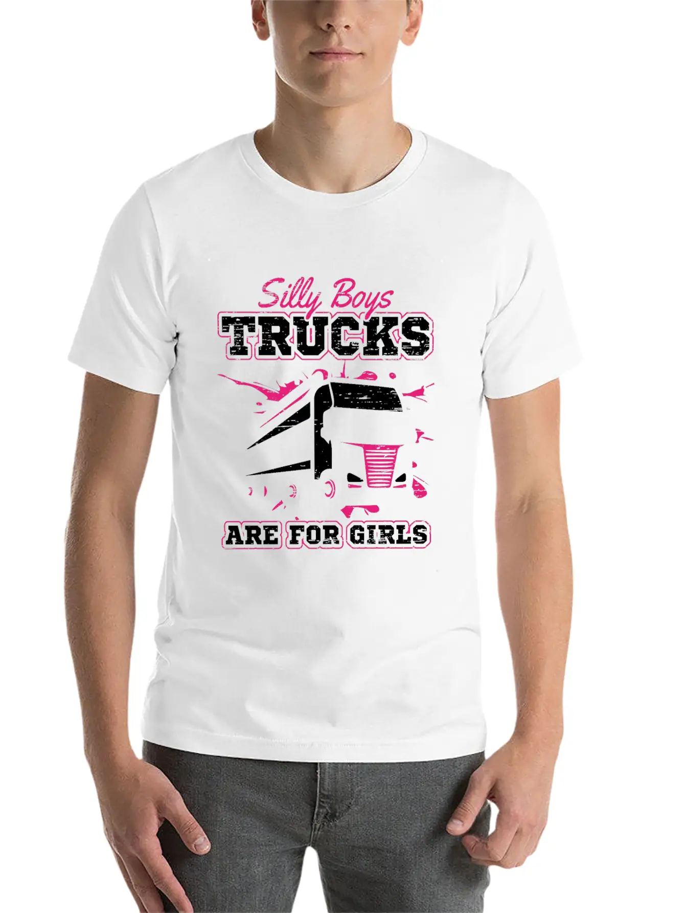 Trucker Silly Boys Trucks Are For Girls Unisex Short Sleeve Soft Cotton T-Shirt – Casual Everyday Wear