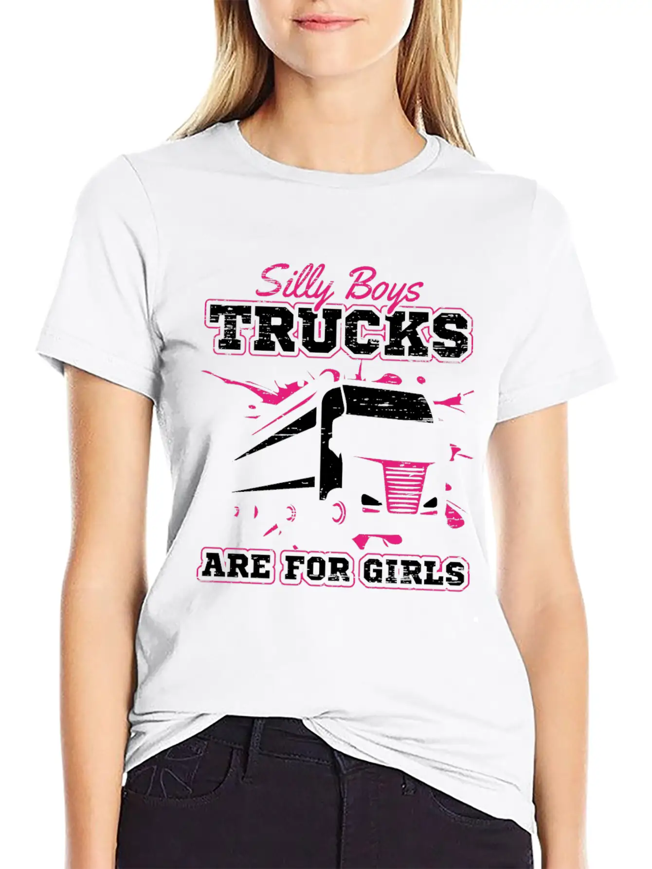Trucker Silly Boys Trucks Are For Girls Unisex Short Sleeve Soft Cotton T-Shirt – Casual Everyday Wear