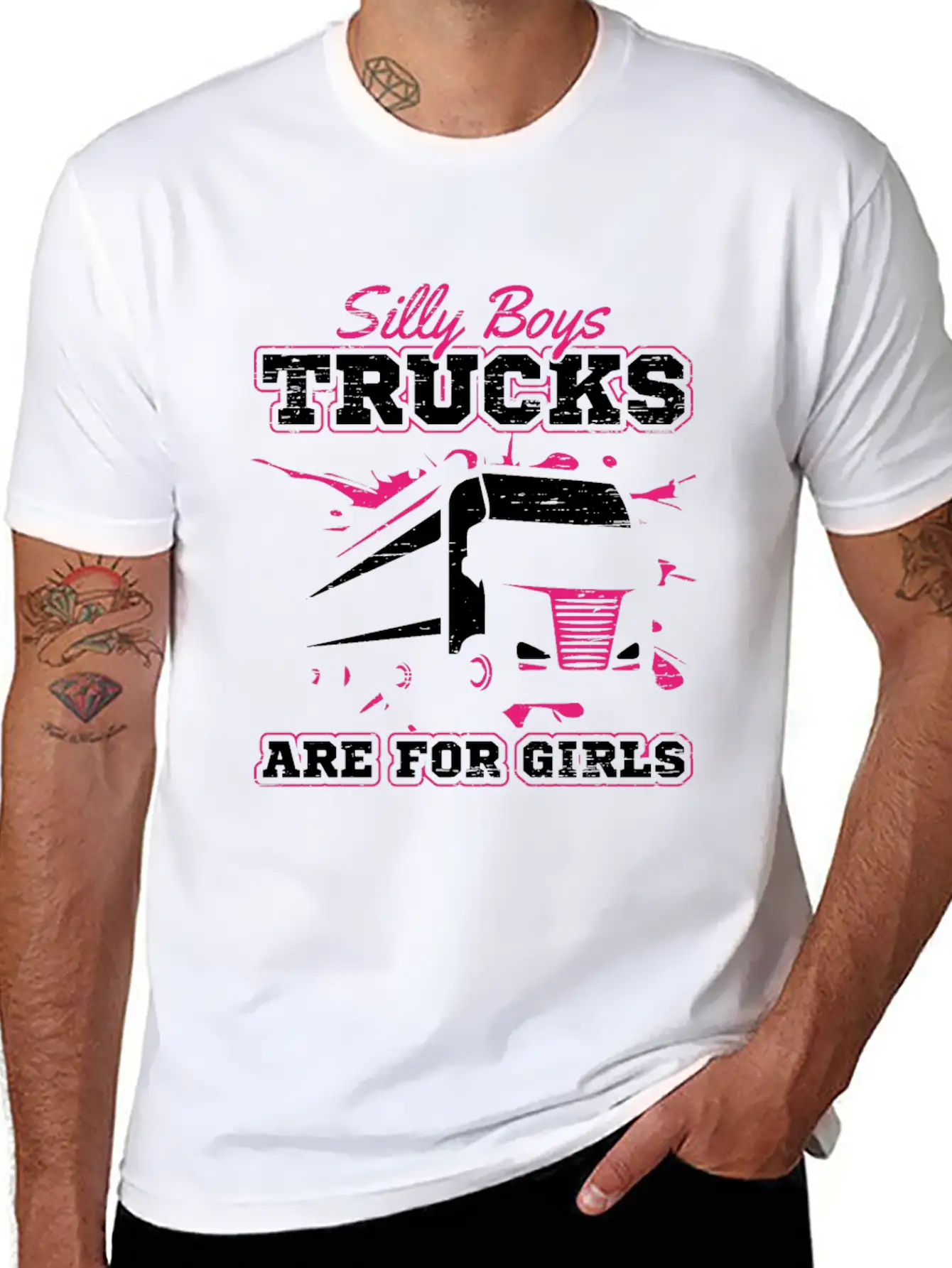 Trucker Silly Boys Trucks Are For Girls Unisex Short Sleeve Soft Cotton T-Shirt – Casual Everyday Wear
