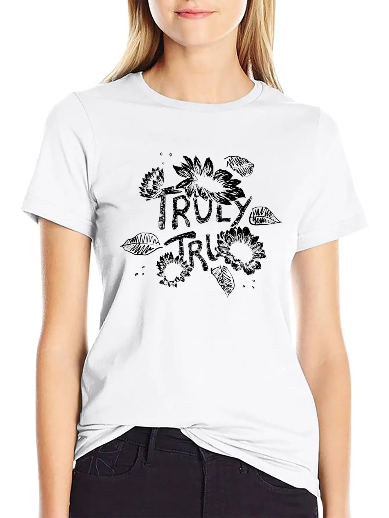 Truly Tru Sunflower Basic Graphic T-Shirt – Daily Comfort In Soft Cotton