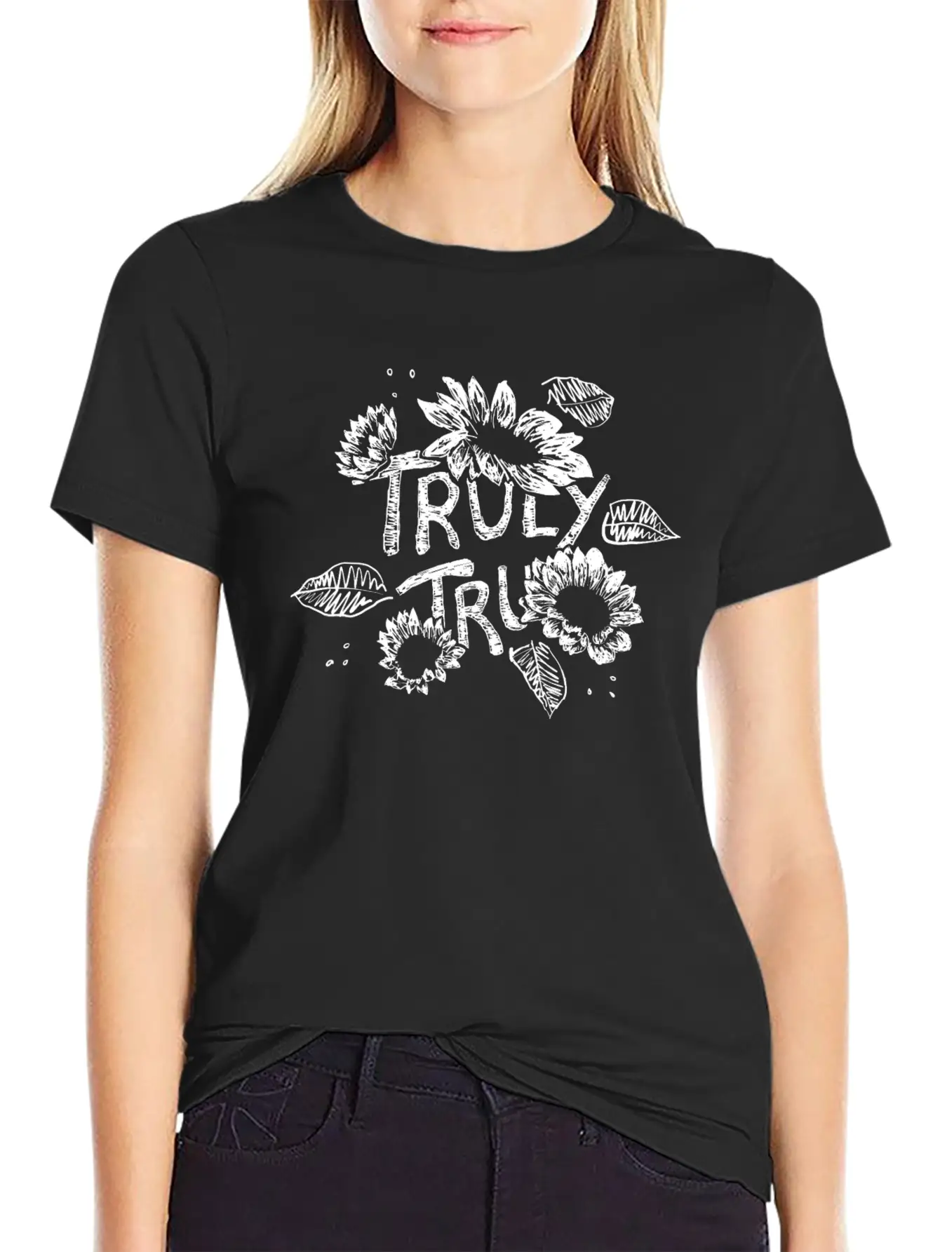 Truly Tru Sunflower Basic Graphic T-Shirt – Daily Comfort In Soft Cotton