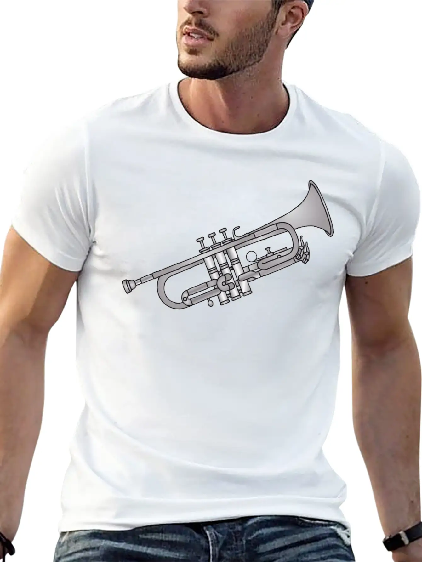 Trumpet Brass Instrument Unisex Short Sleeve Soft Cotton T-Shirt – Casual Everyday Wear