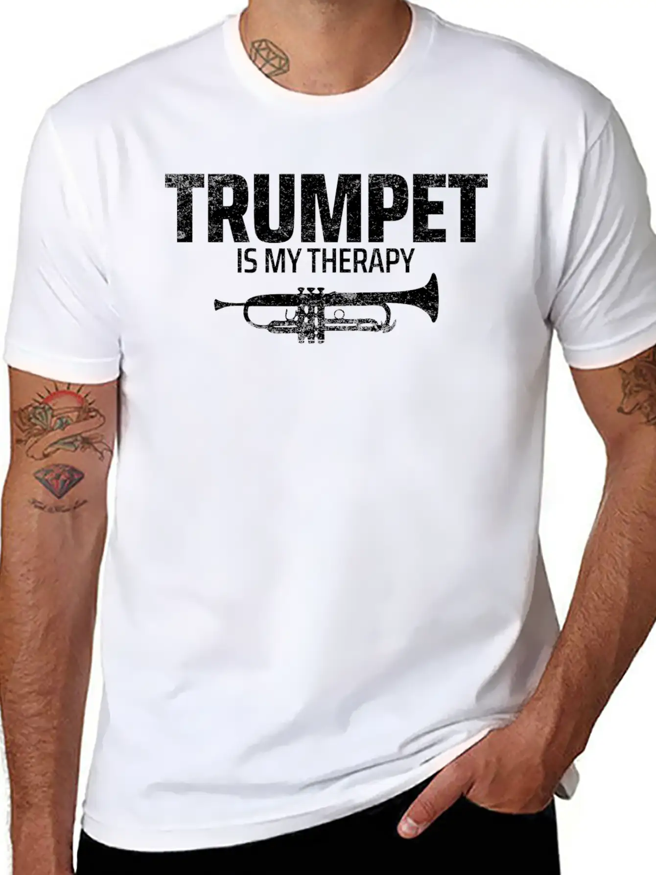 TRUMPET IS MY THERAPY Unisex Short Sleeve Soft Cotton T-Shirt – Casual Everyday Wear