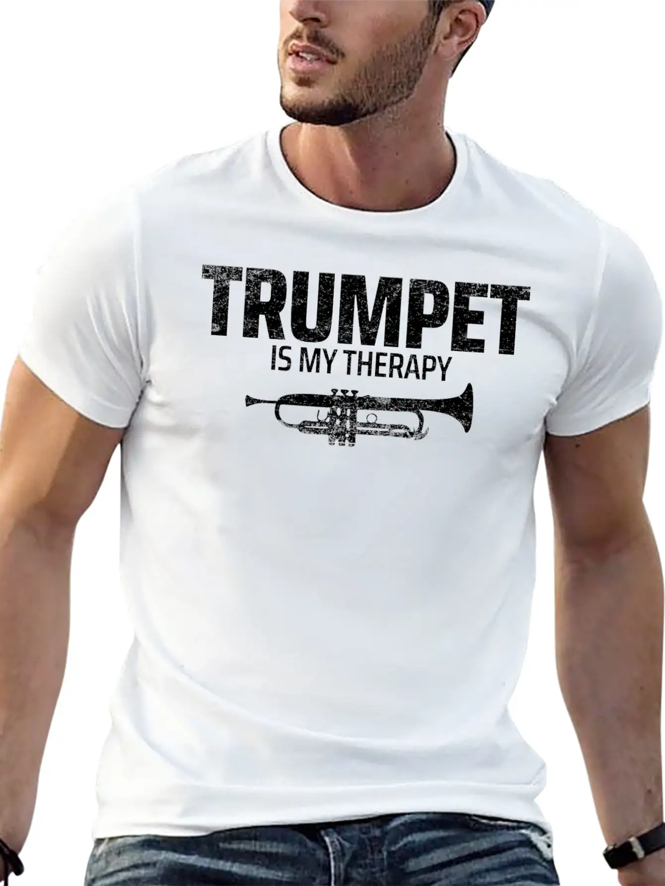 TRUMPET IS MY THERAPY Unisex Short Sleeve Soft Cotton T-Shirt – Casual Everyday Wear