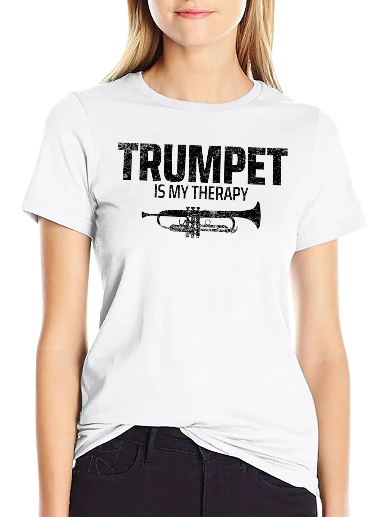 TRUMPET IS MY THERAPY Unisex Short Sleeve Soft Cotton T-Shirt – Casual Everyday Wear
