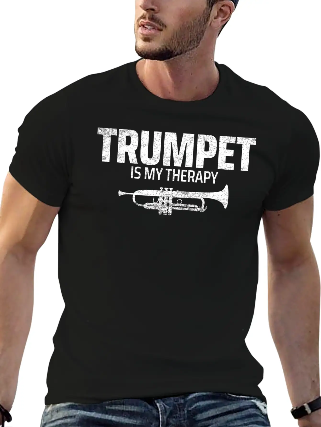 TRUMPET IS MY THERAPY Unisex Short Sleeve Soft Cotton T-Shirt – Casual Everyday Wear