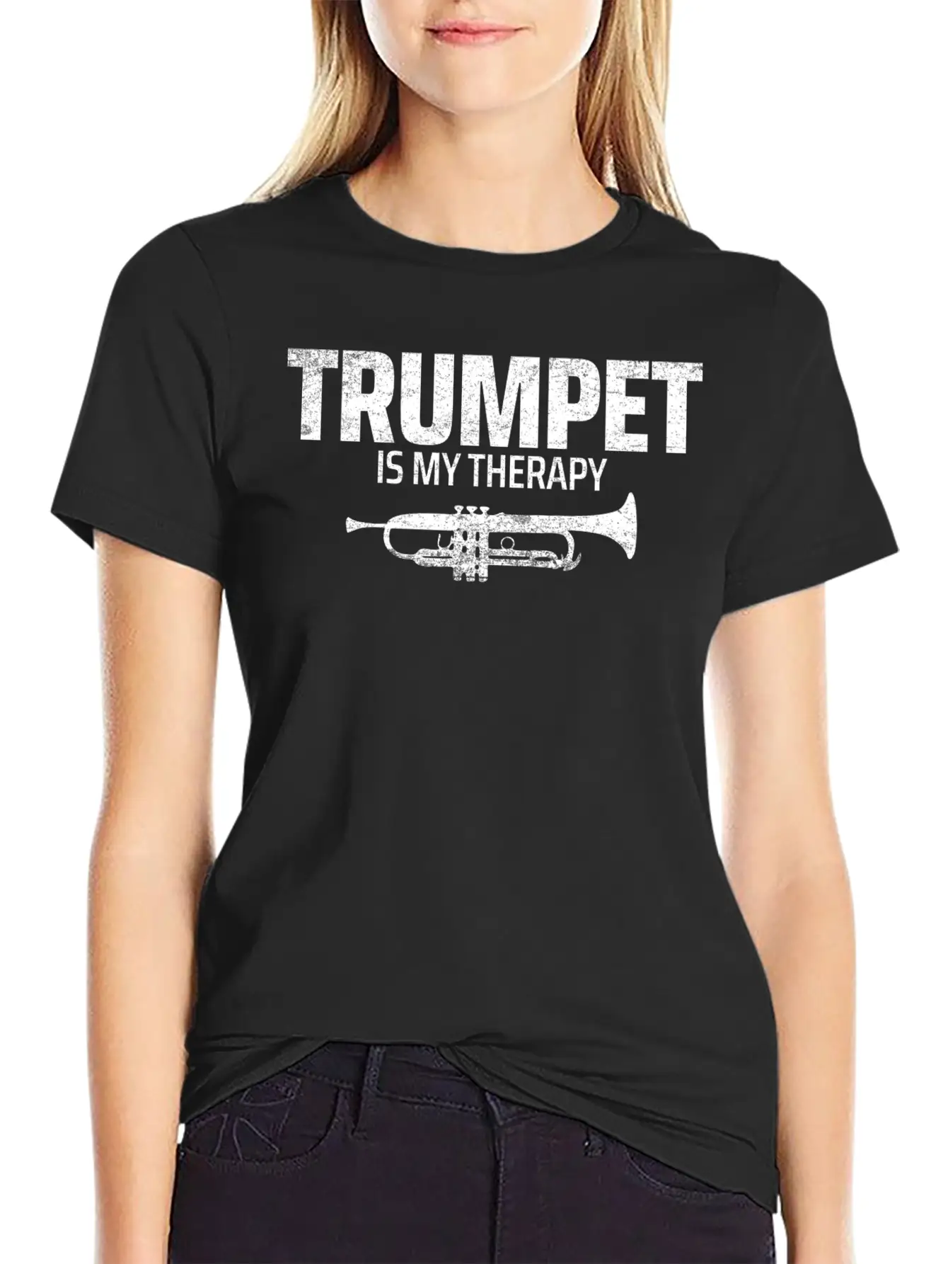 TRUMPET IS MY THERAPY Unisex Short Sleeve Soft Cotton T-Shirt – Casual Everyday Wear