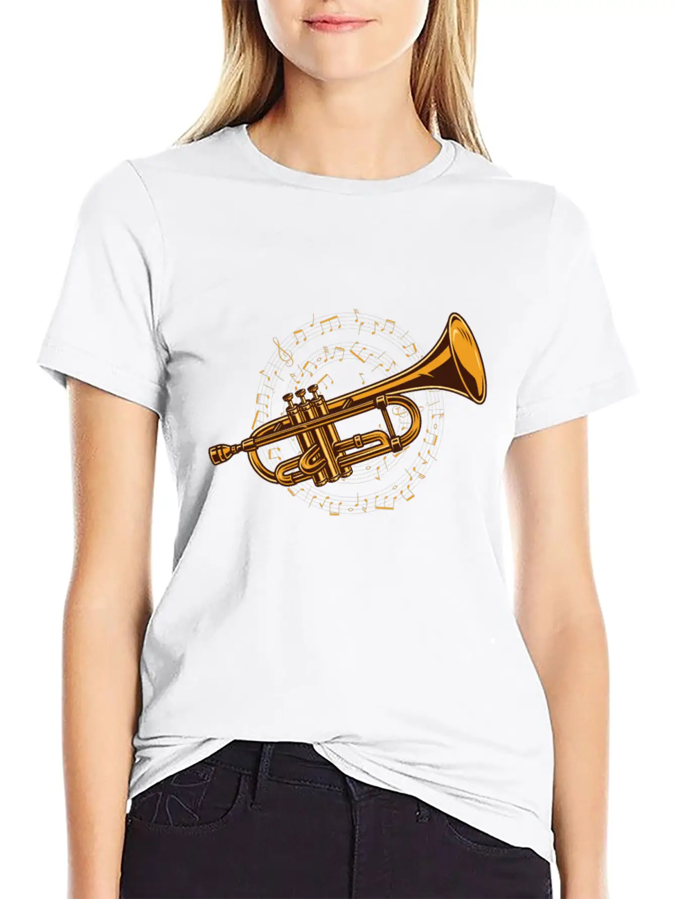 Trumpet Trumpeter Sheet Music - Trumpet Player Stylish Everyday T-Shirt – Unisex Basic Cotton Tee