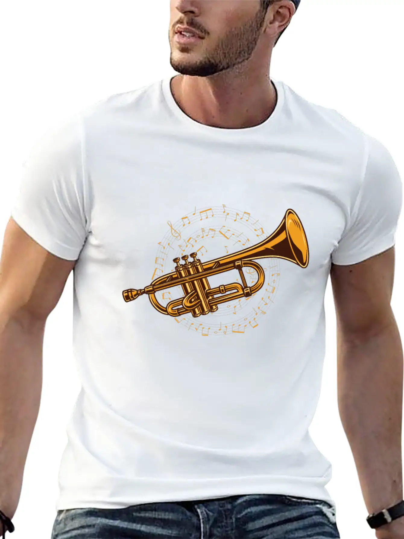Trumpet Trumpeter Sheet Music - Trumpet Player Stylish Everyday T-Shirt – Unisex Basic Cotton Tee