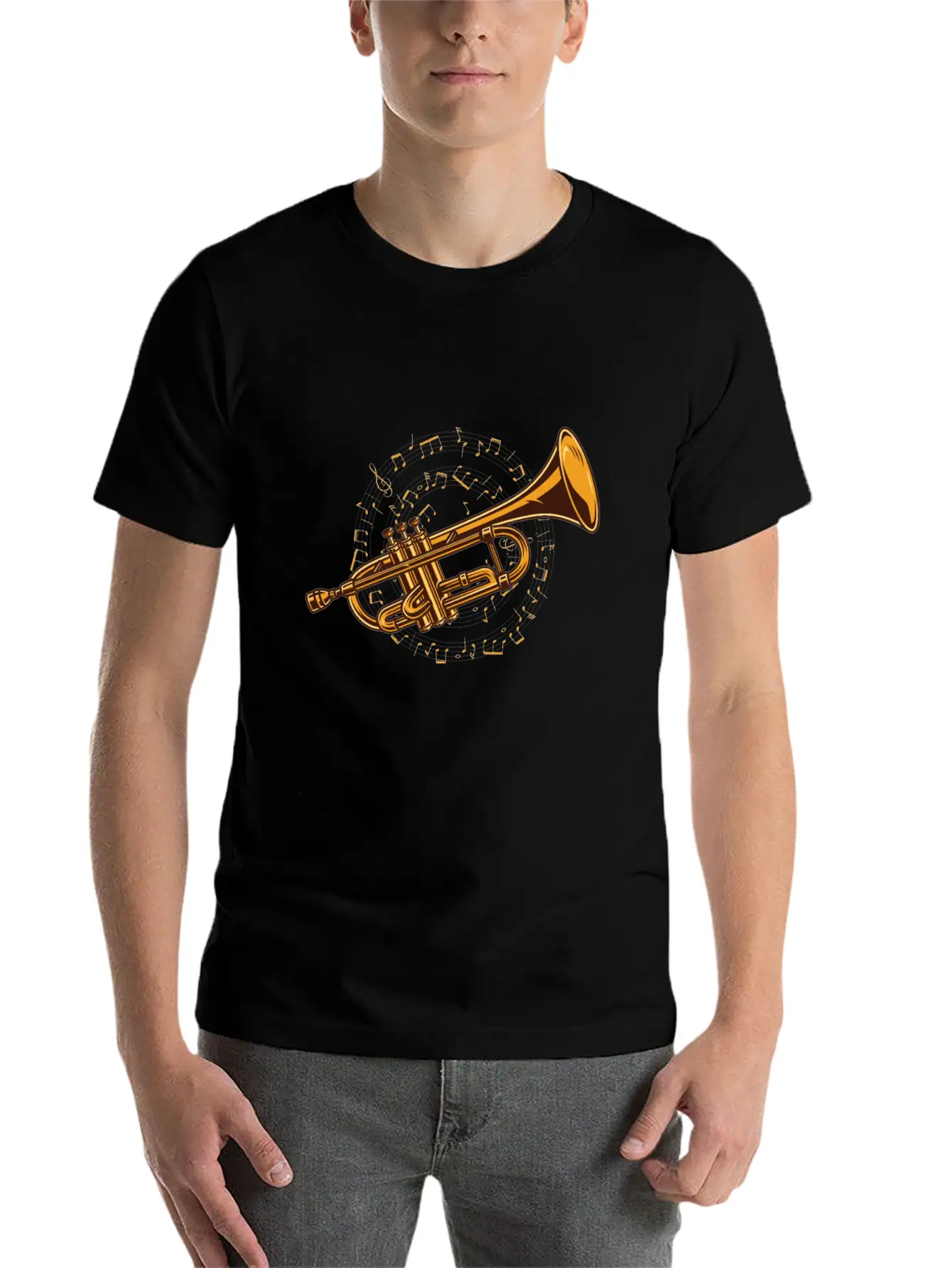 Trumpet Trumpeter Sheet Music - Trumpet Player Stylish Everyday T-Shirt – Unisex Basic Cotton Tee