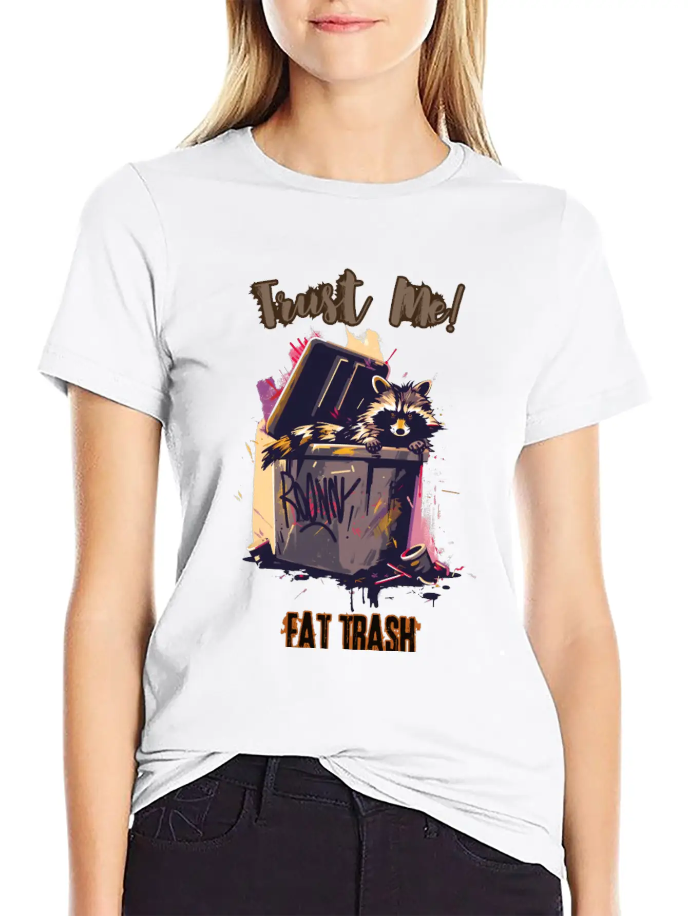 Trust Me! Eat Trash - Raccoon's Grunge Philosophy Unisex Short Sleeve Soft Cotton T-Shirt – Casual Everyday Wear