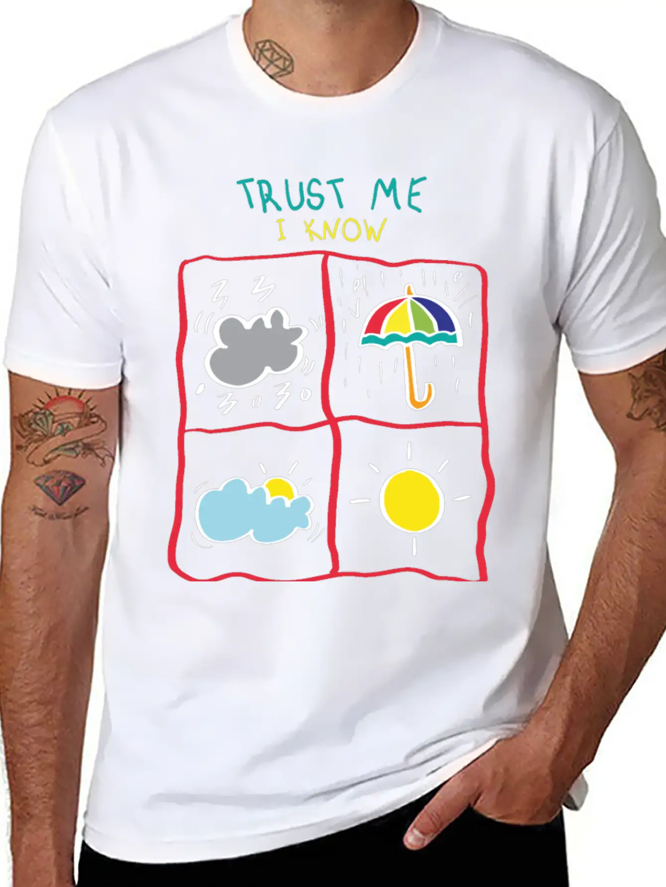 Trust Me I Know My Weather. Motivational Quote Timeless Short Sleeve Tee – Comfy And Minimalist Design