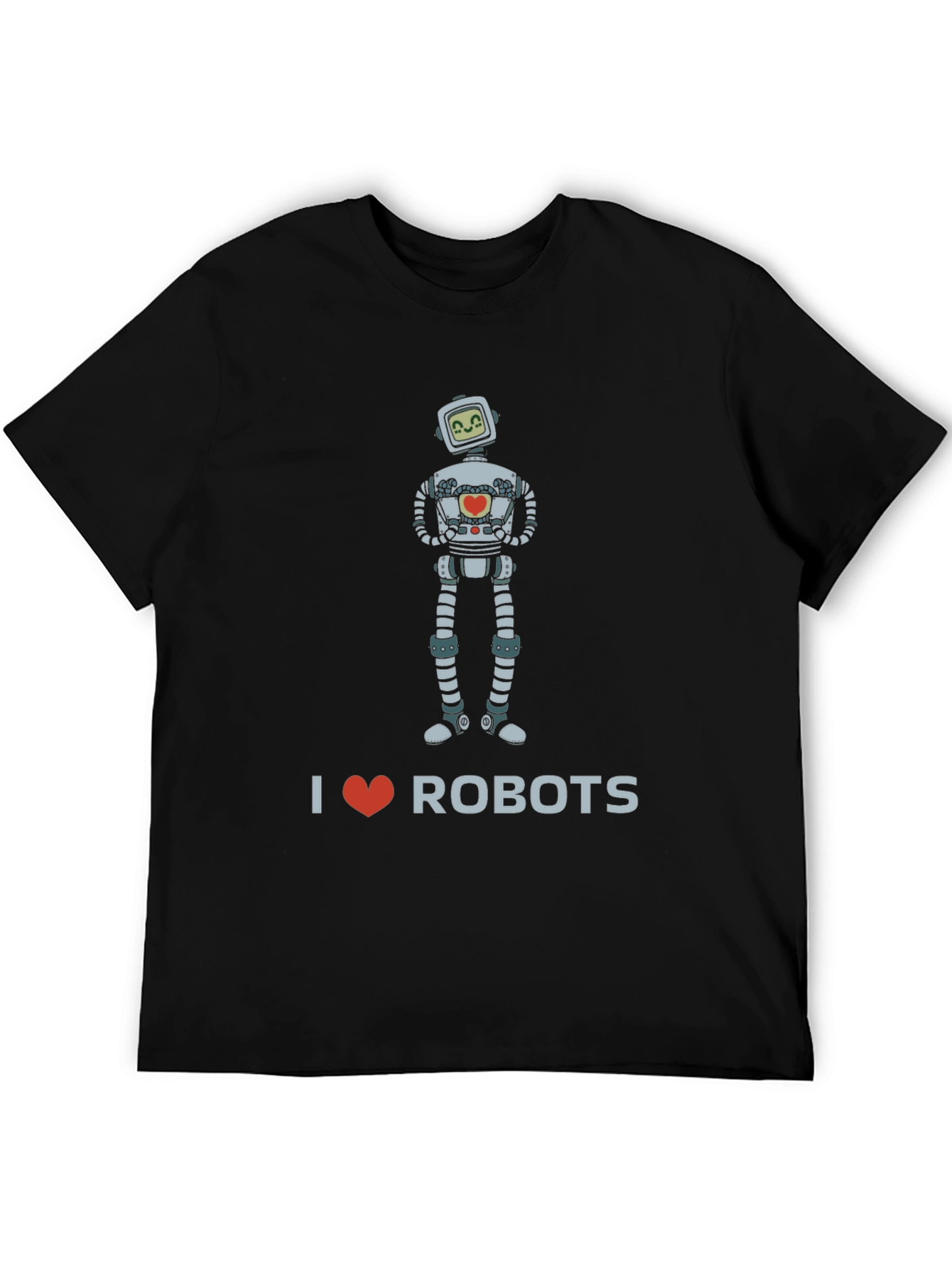 I Heart Robots Graphic Tee - Black Crew Neck