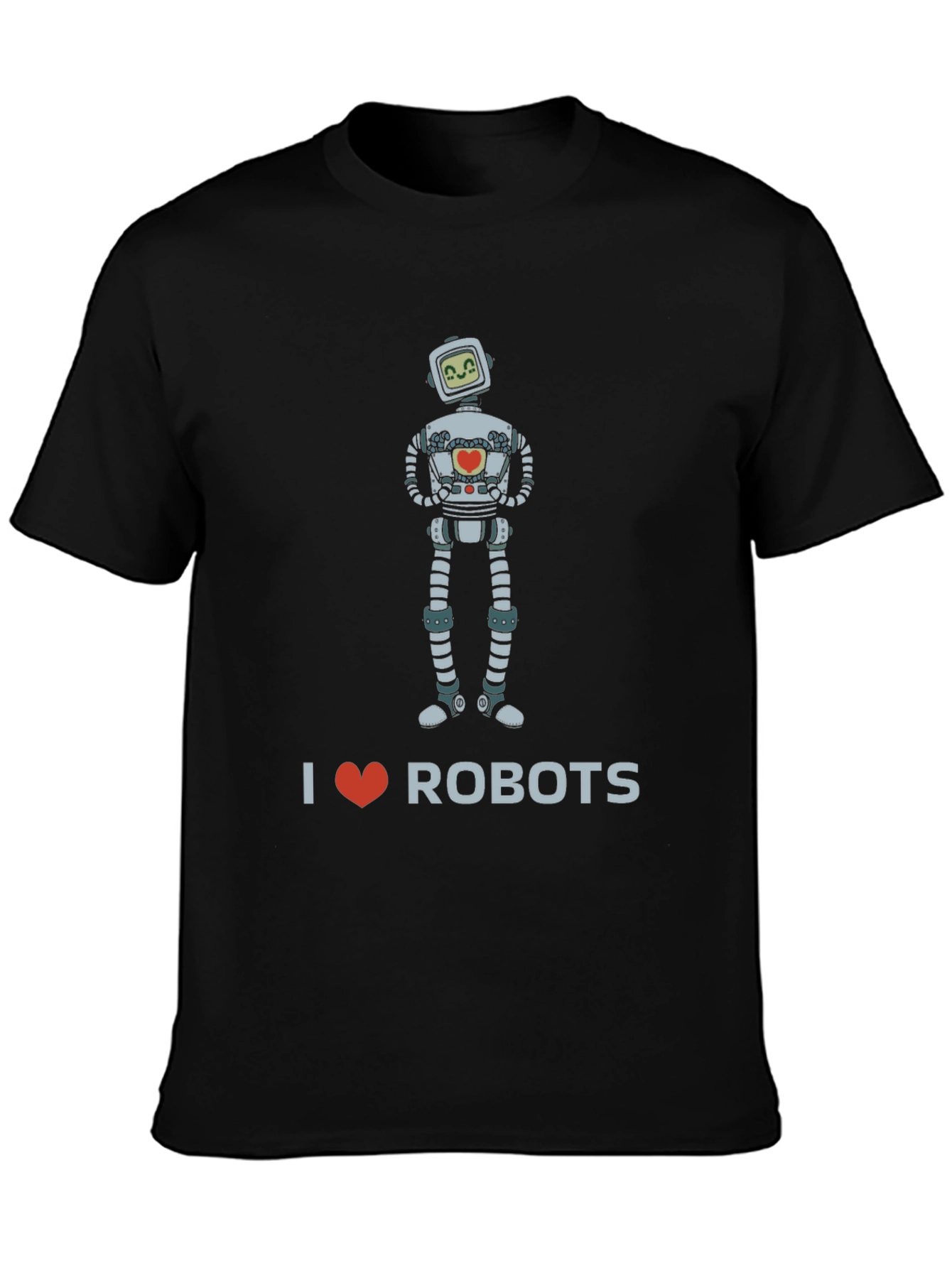 I Heart Robots Graphic Tee - Black Crew Neck