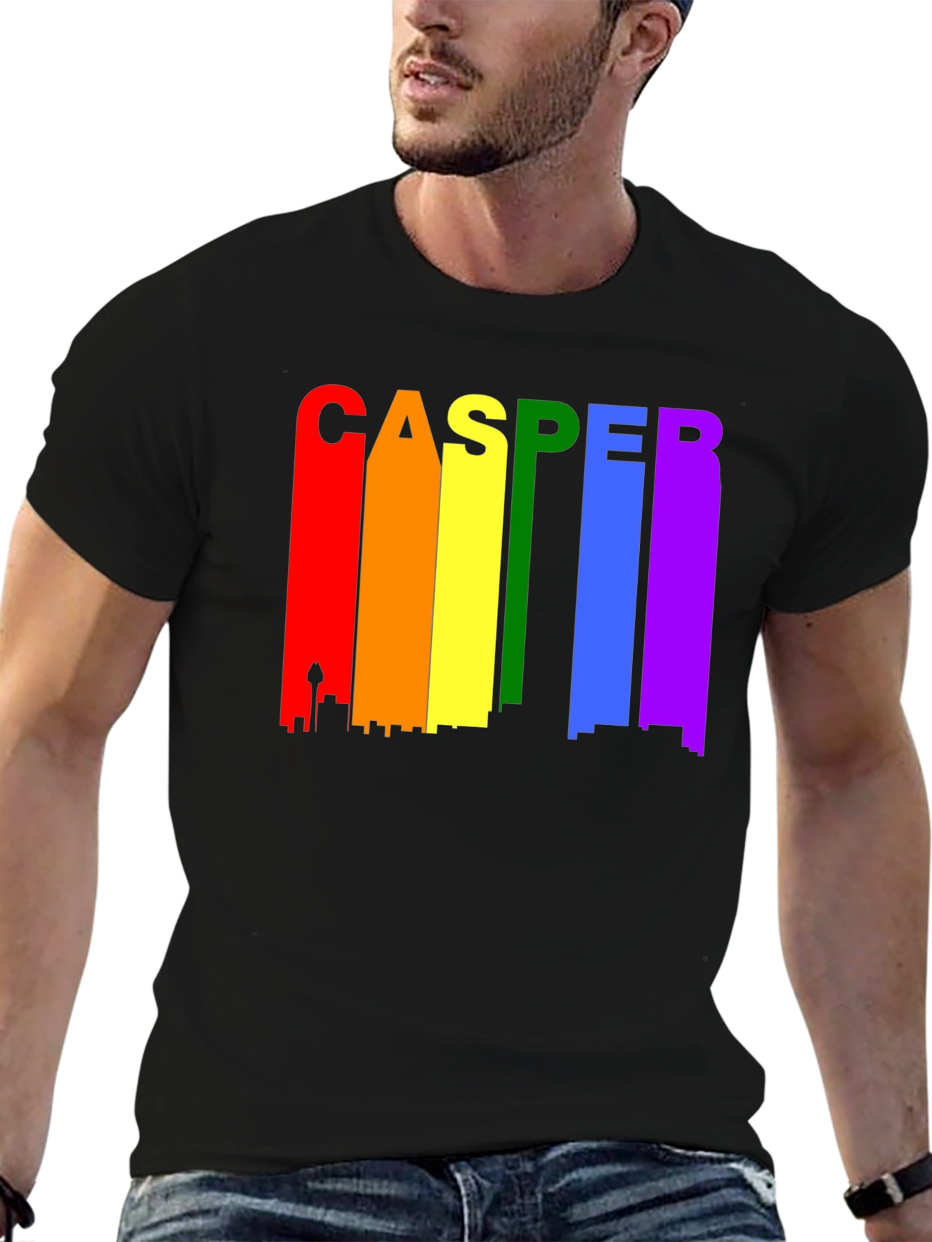 CASPER Cityscape Pride T-Shirt - Black Crew Neck Tee