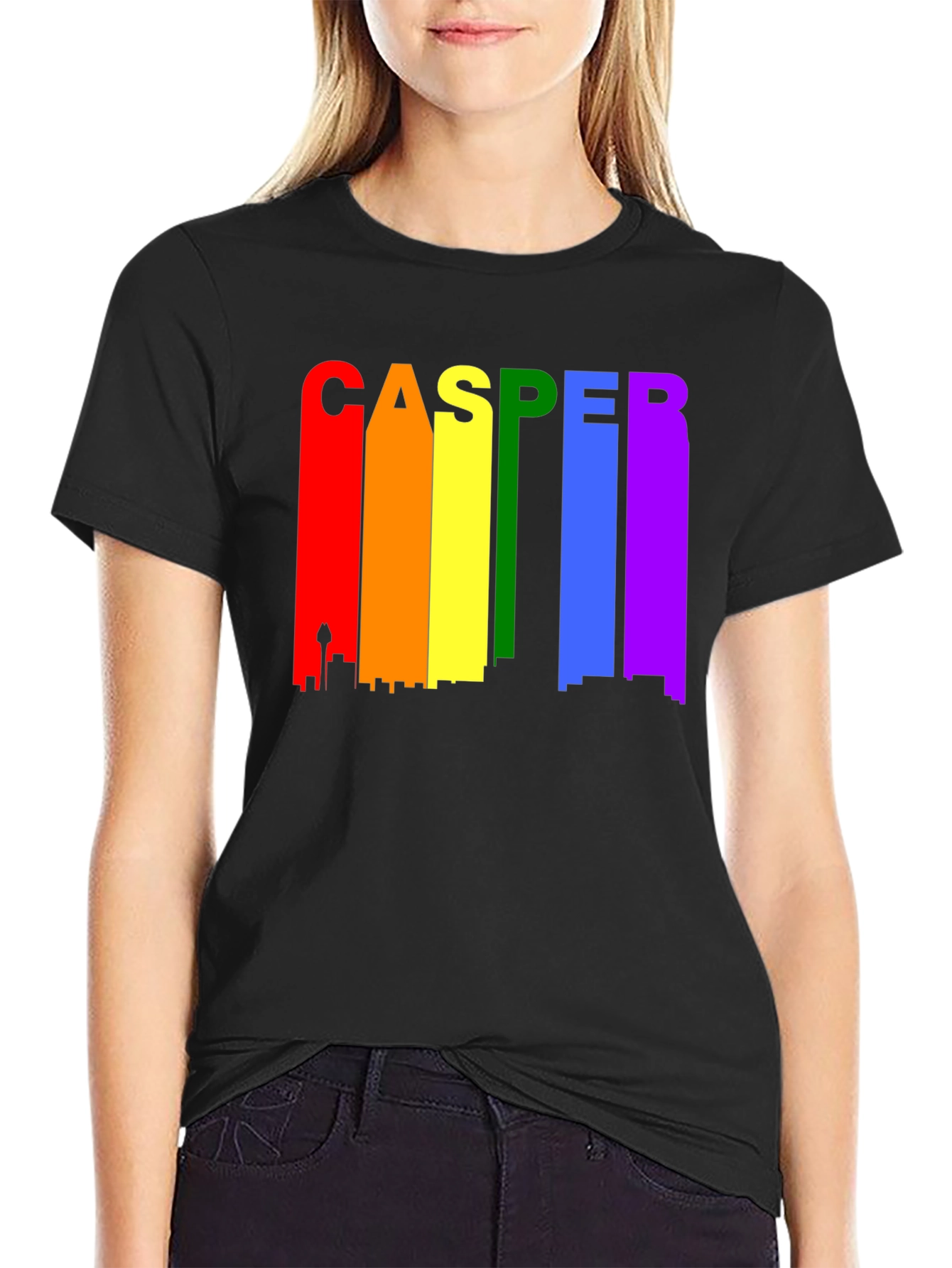 CASPER Cityscape Pride T-Shirt - Black Crew Neck Tee