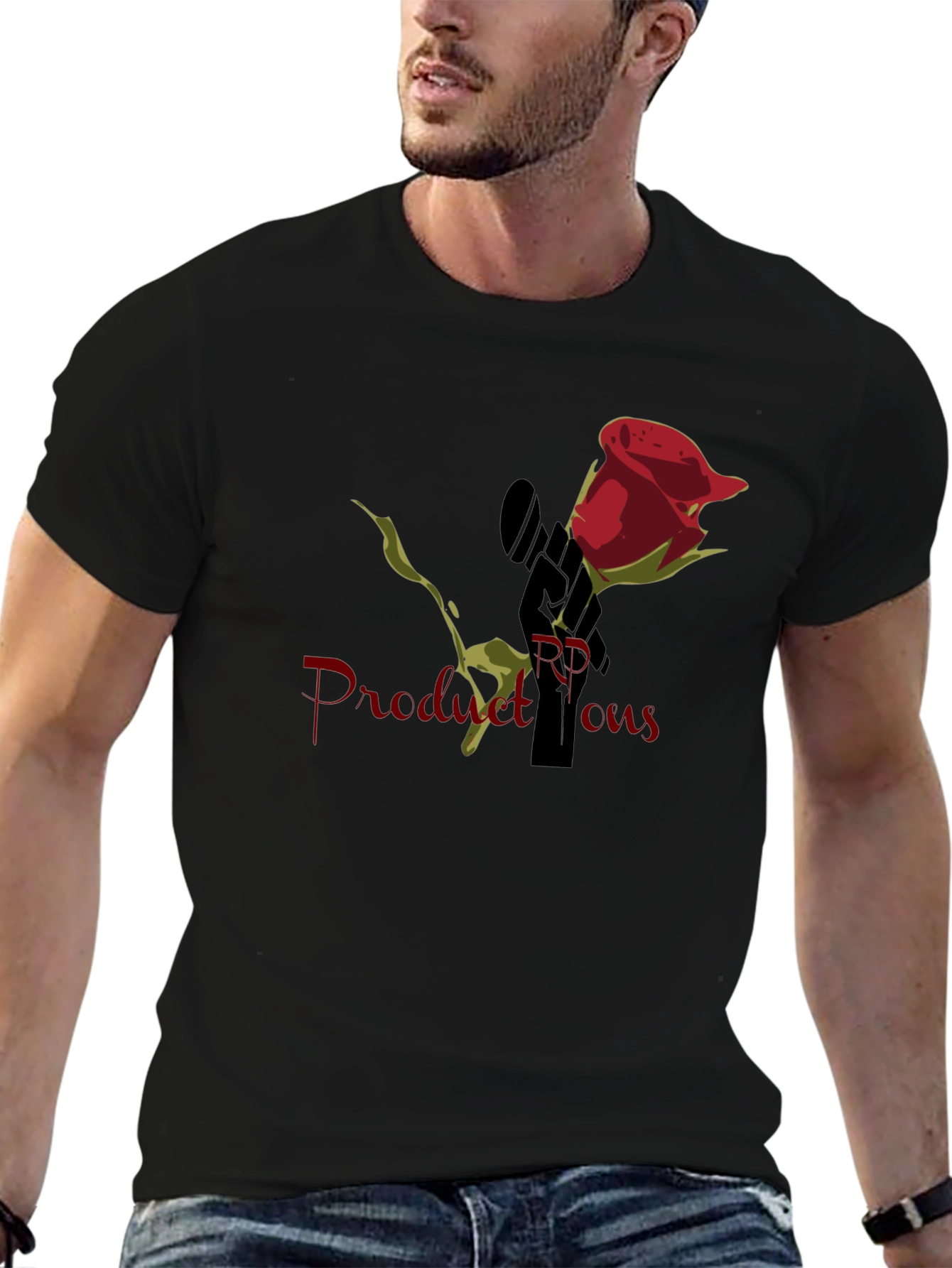 Rose RP Productions Black Graphic T-Shirt