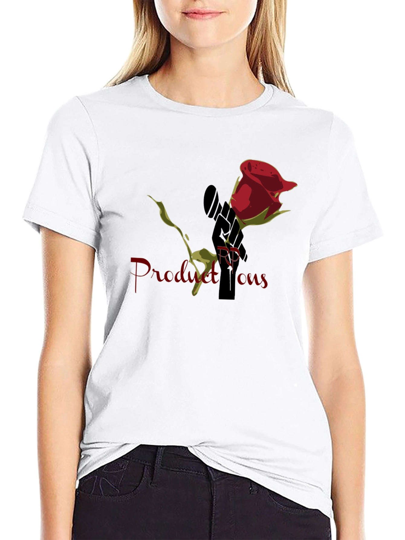 Rose RP Productions Black Graphic T-Shirt