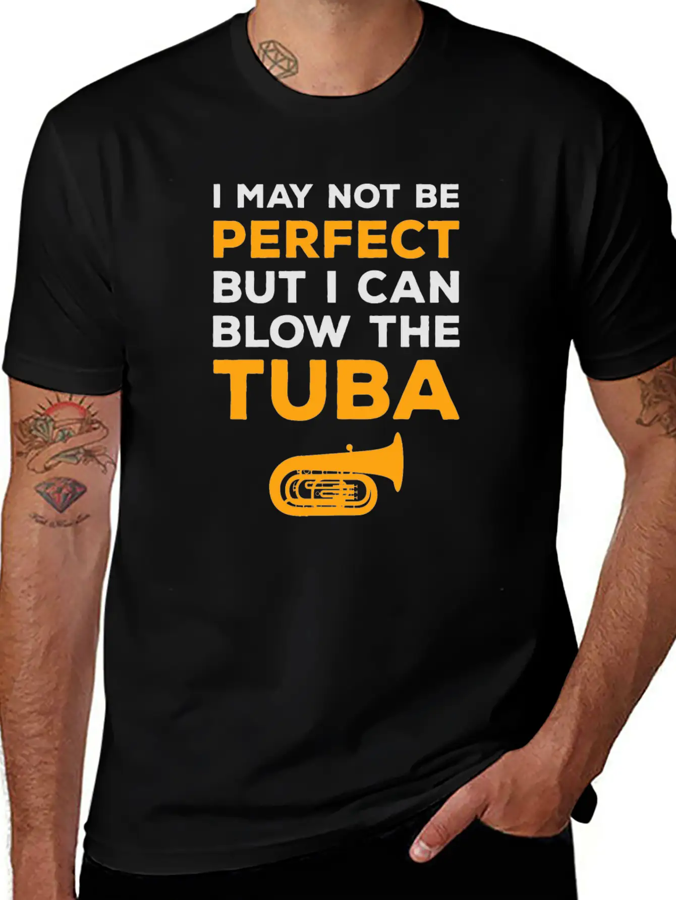 Tuba Marching Band Player Musical Instrument Funny Unisex Short Sleeve Soft Cotton T-Shirt – Casual Everyday Wear