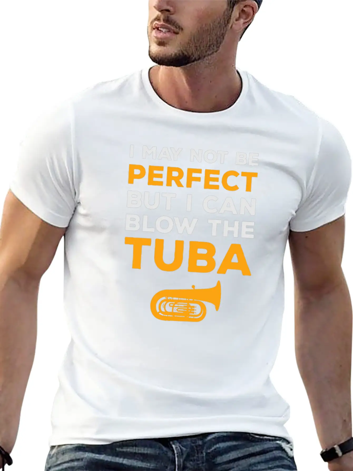 Tuba Marching Band Player Musical Instrument Funny Unisex Short Sleeve Soft Cotton T-Shirt – Casual Everyday Wear