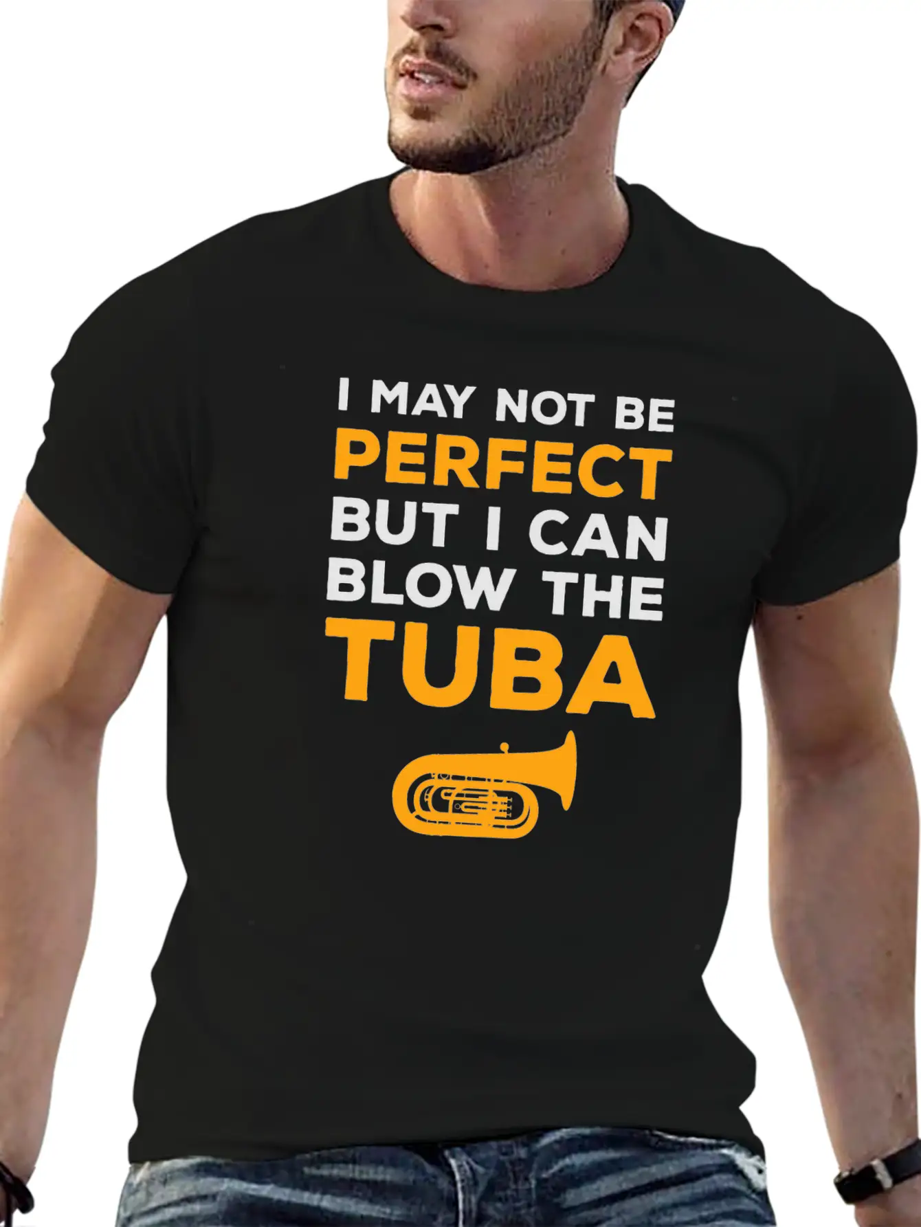 Tuba Marching Band Player Musical Instrument Funny Unisex Short Sleeve Soft Cotton T-Shirt – Casual Everyday Wear
