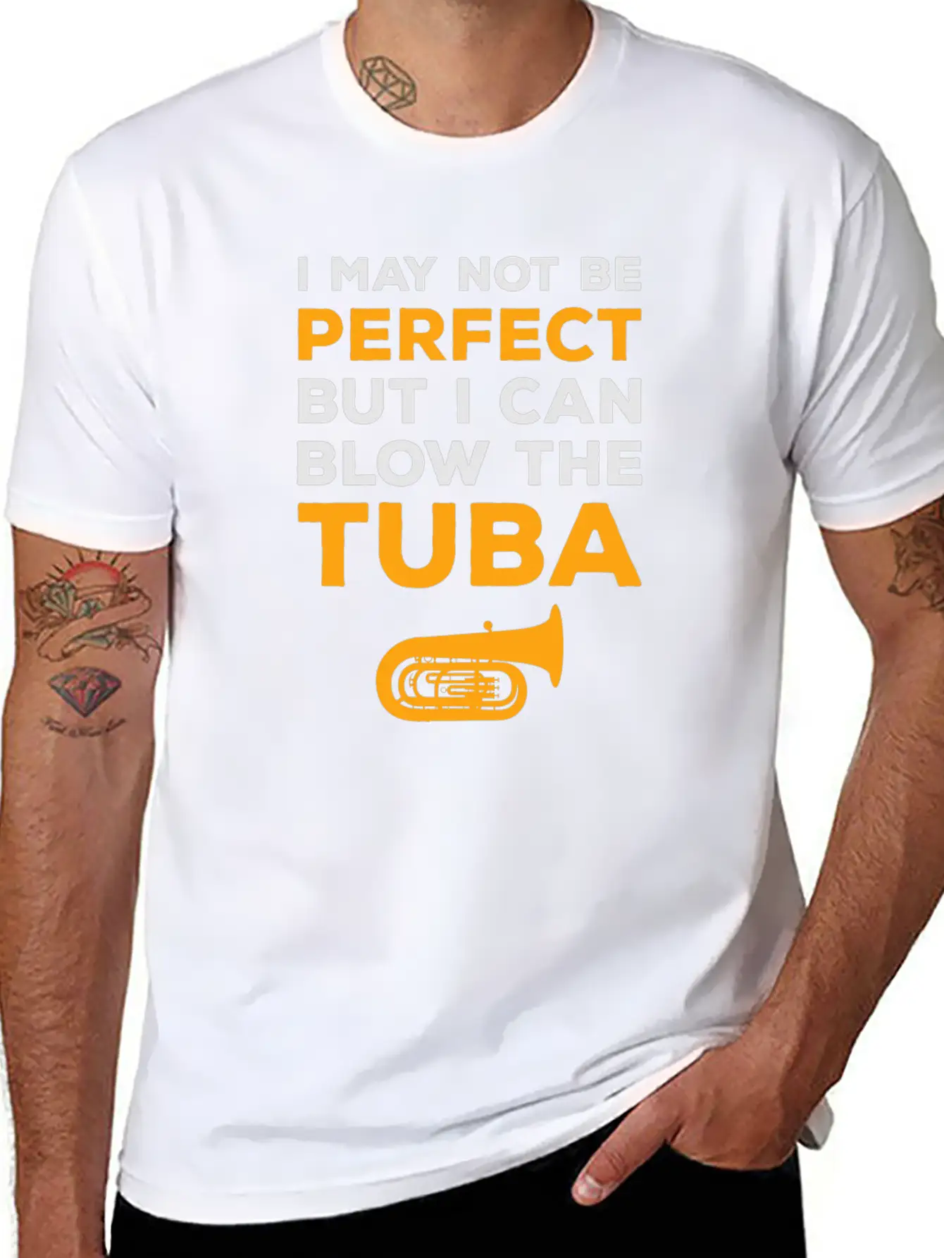 Tuba Marching Band Player Musical Instrument Funny Unisex Short Sleeve Soft Cotton T-Shirt – Casual Everyday Wear