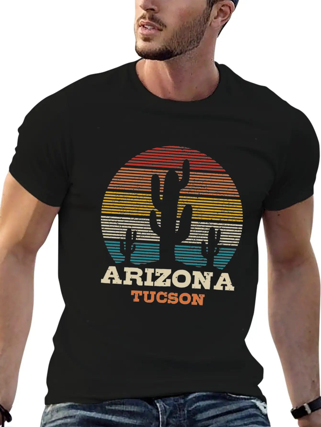 Tucson Arizona Cactus Vintage Retro Desert Souveni Basic Graphic T-Shirt – Daily Comfort In Soft Cotton