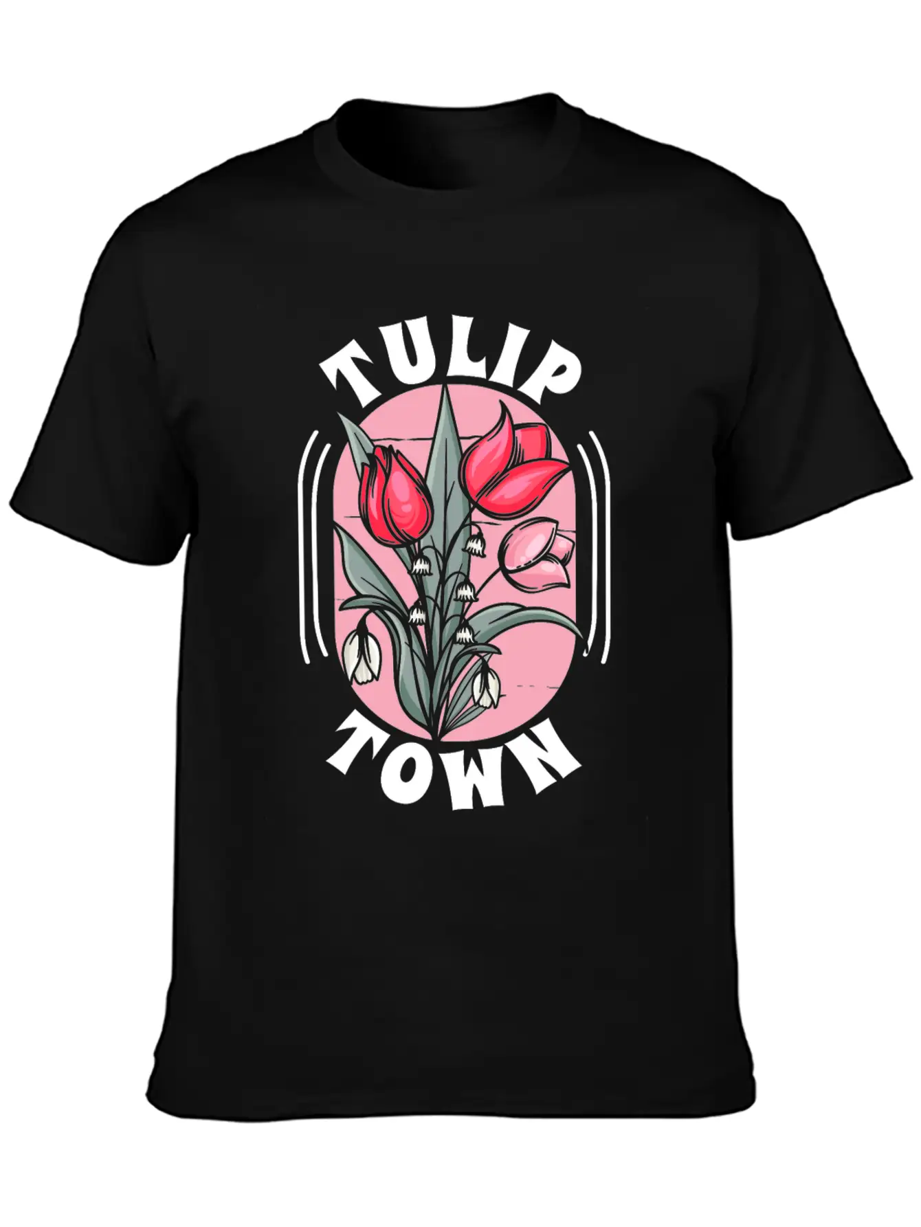Tulip Gardening Town Tulips Basic Graphic T-Shirt – Daily Comfort In Soft Cotton