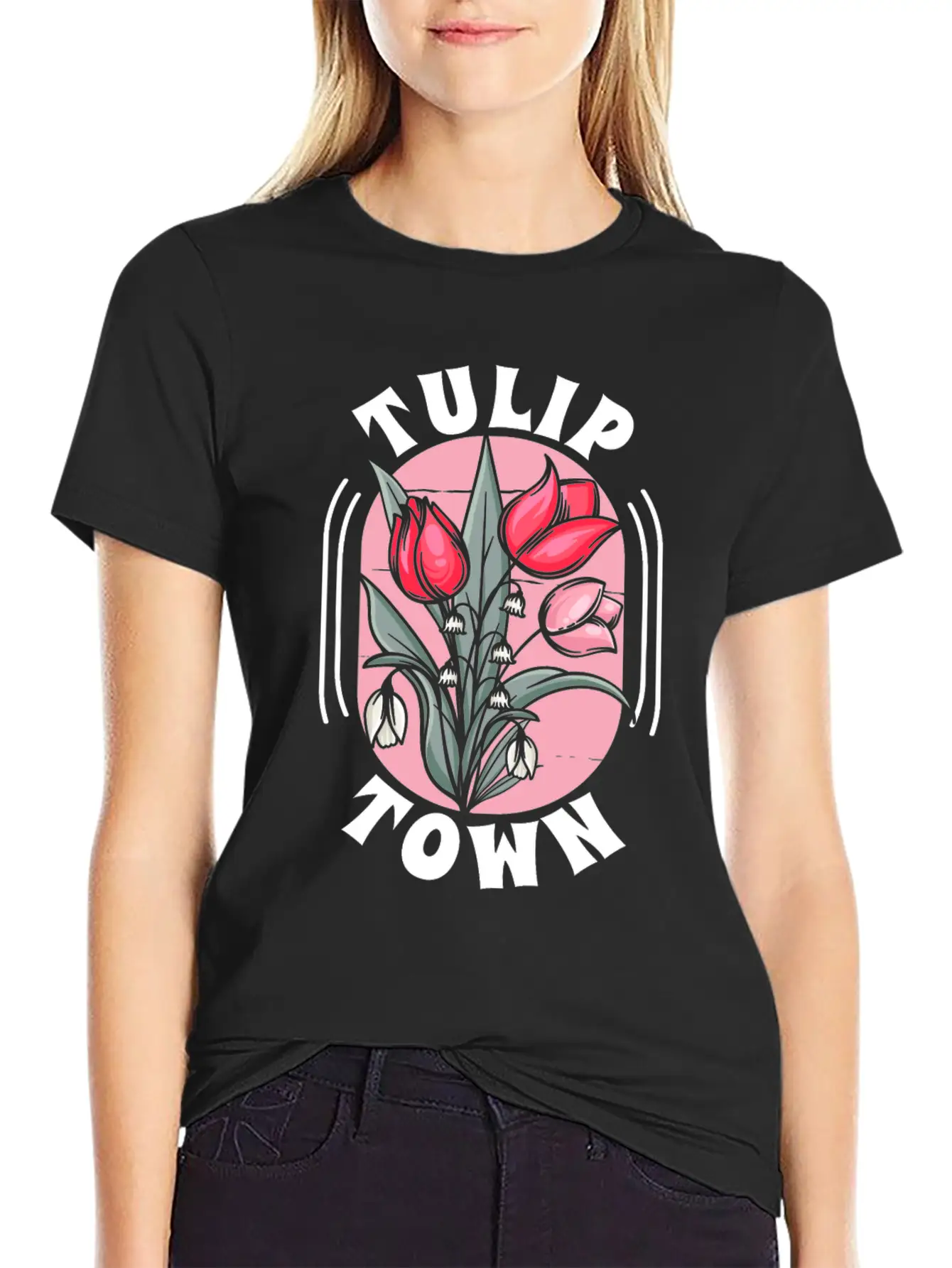 Tulip Gardening Town Tulips Basic Graphic T-Shirt – Daily Comfort In Soft Cotton