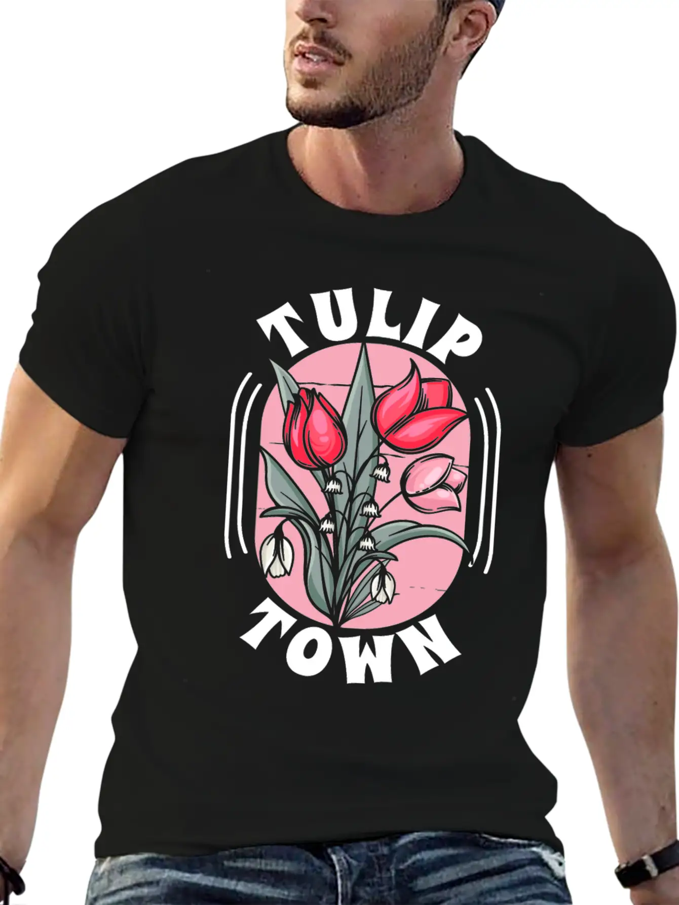 Tulip Gardening Town Tulips Basic Graphic T-Shirt – Daily Comfort In Soft Cotton