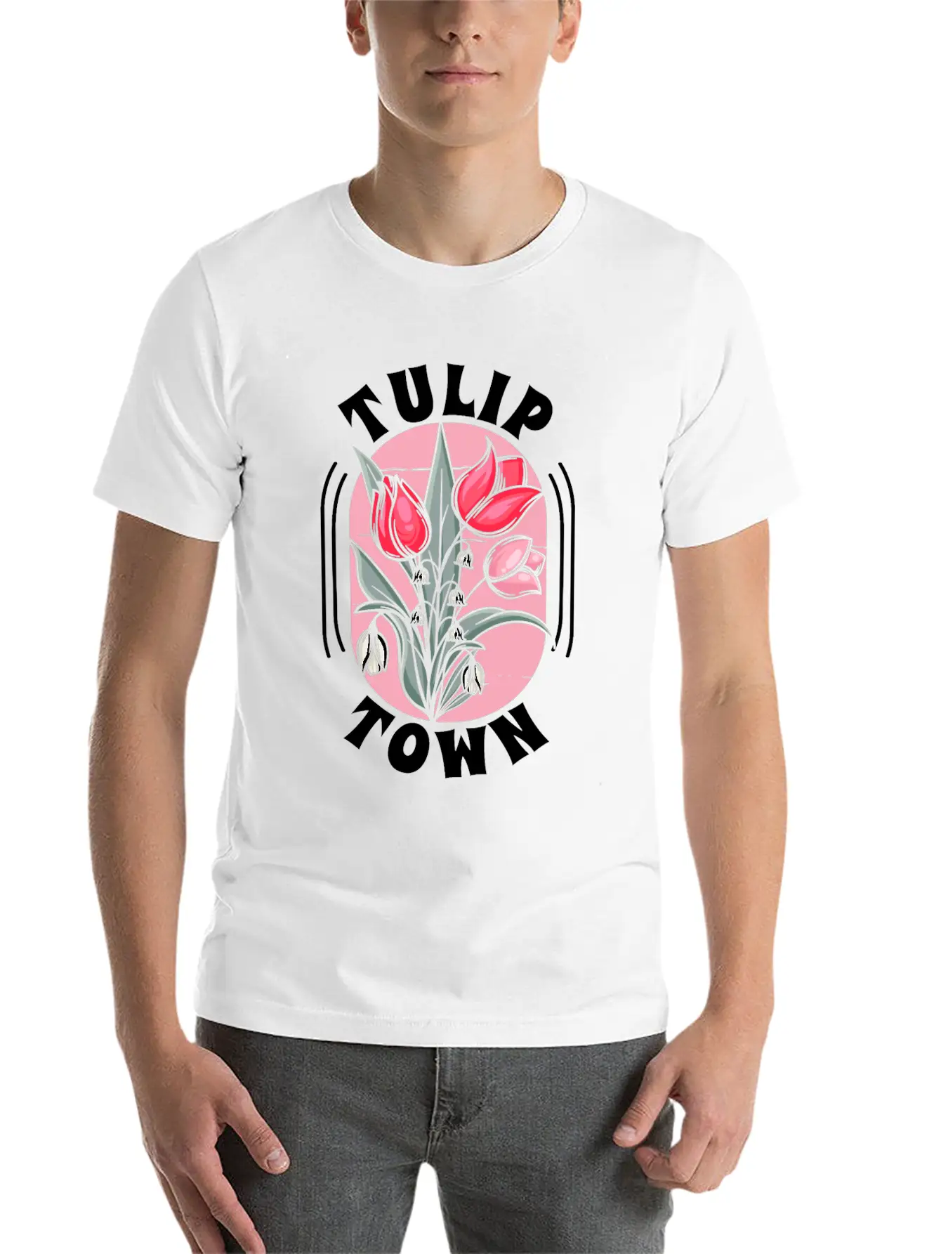 Tulip Gardening Town Tulips Basic Graphic T-Shirt – Daily Comfort In Soft Cotton
