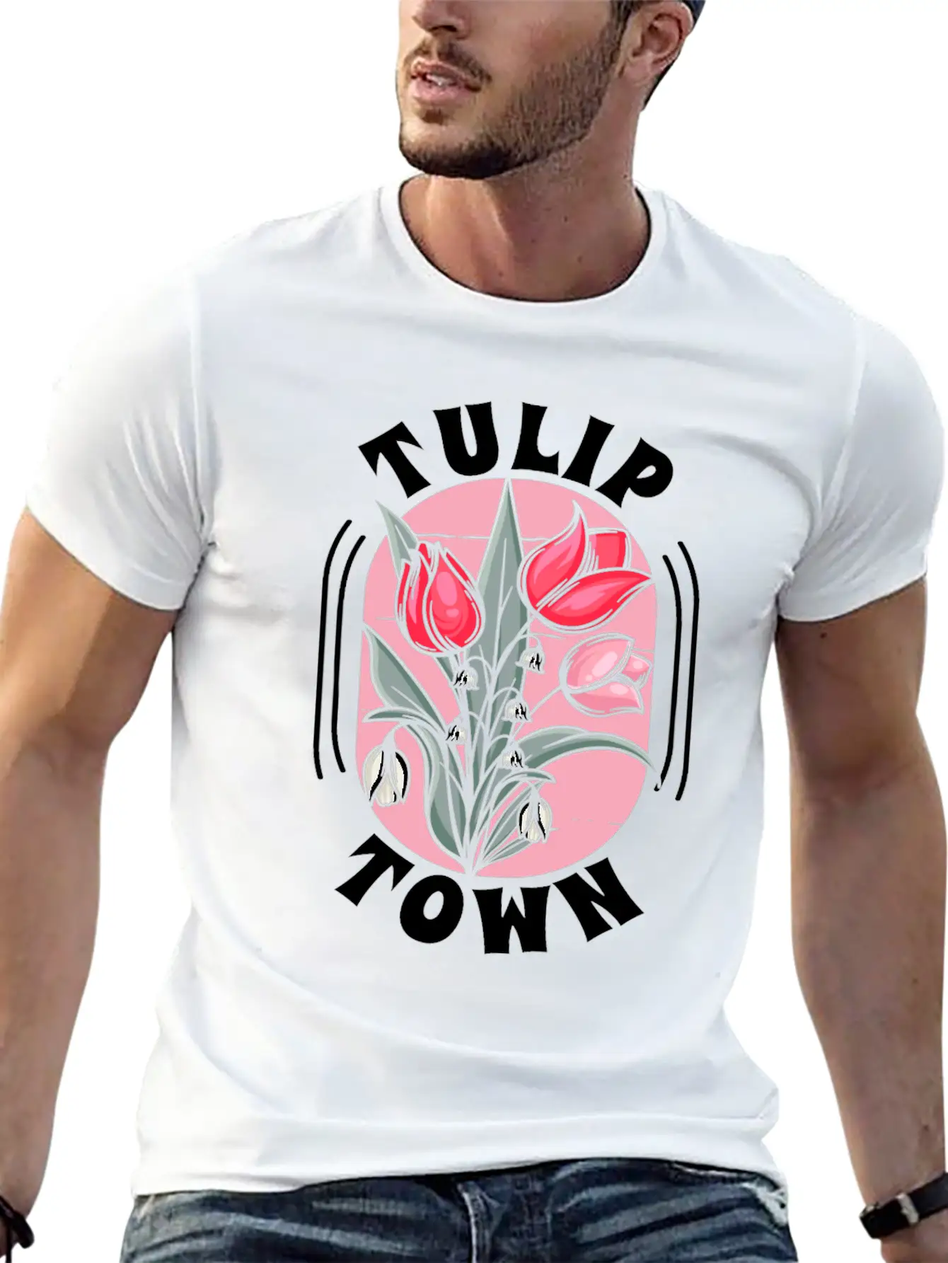 Tulip Gardening Town Tulips Basic Graphic T-Shirt – Daily Comfort In Soft Cotton